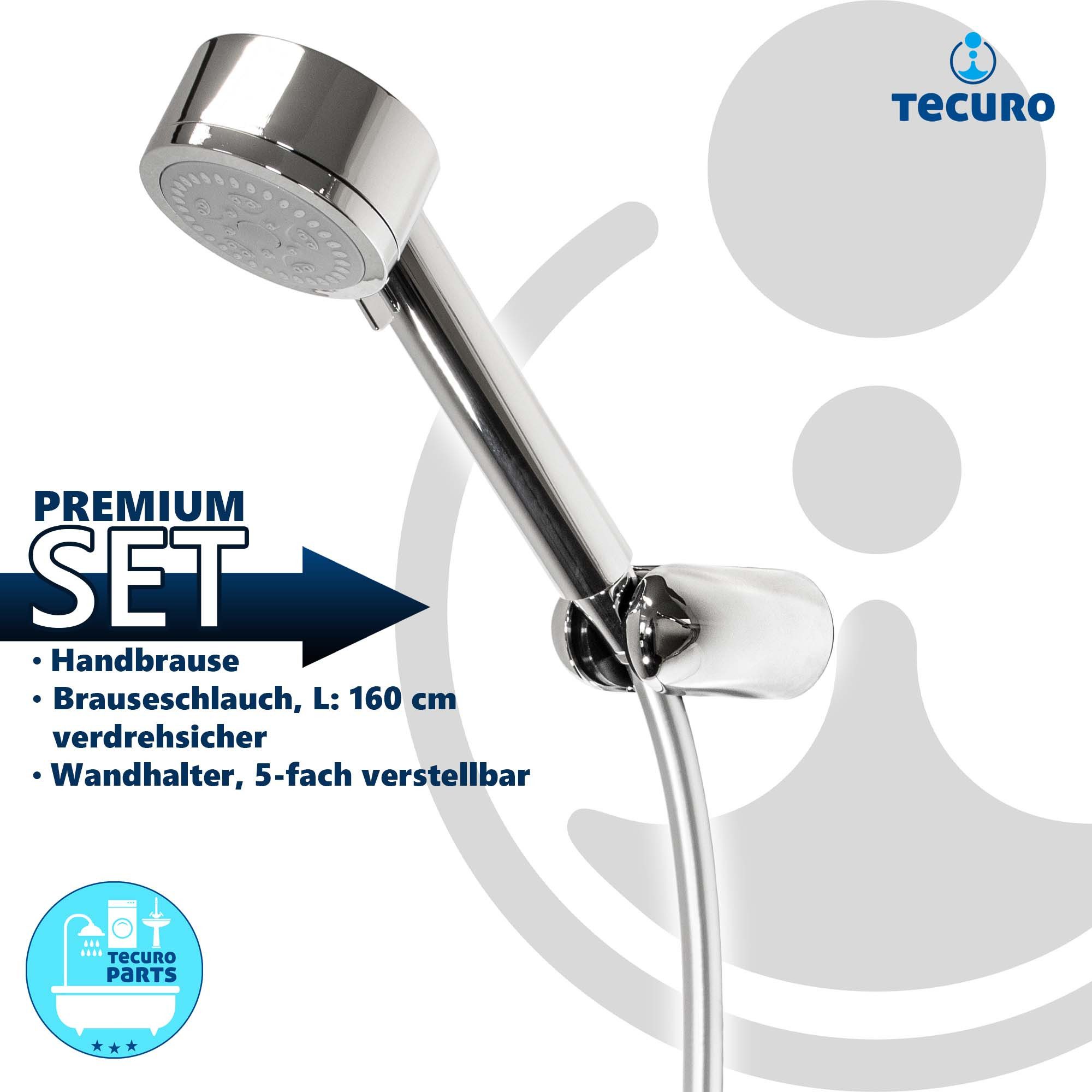 Thumbnail - tecuro Brausegarnitur Wannenset ew-80 - mit 5 Funktionen Handbrause, Brauseschlauch