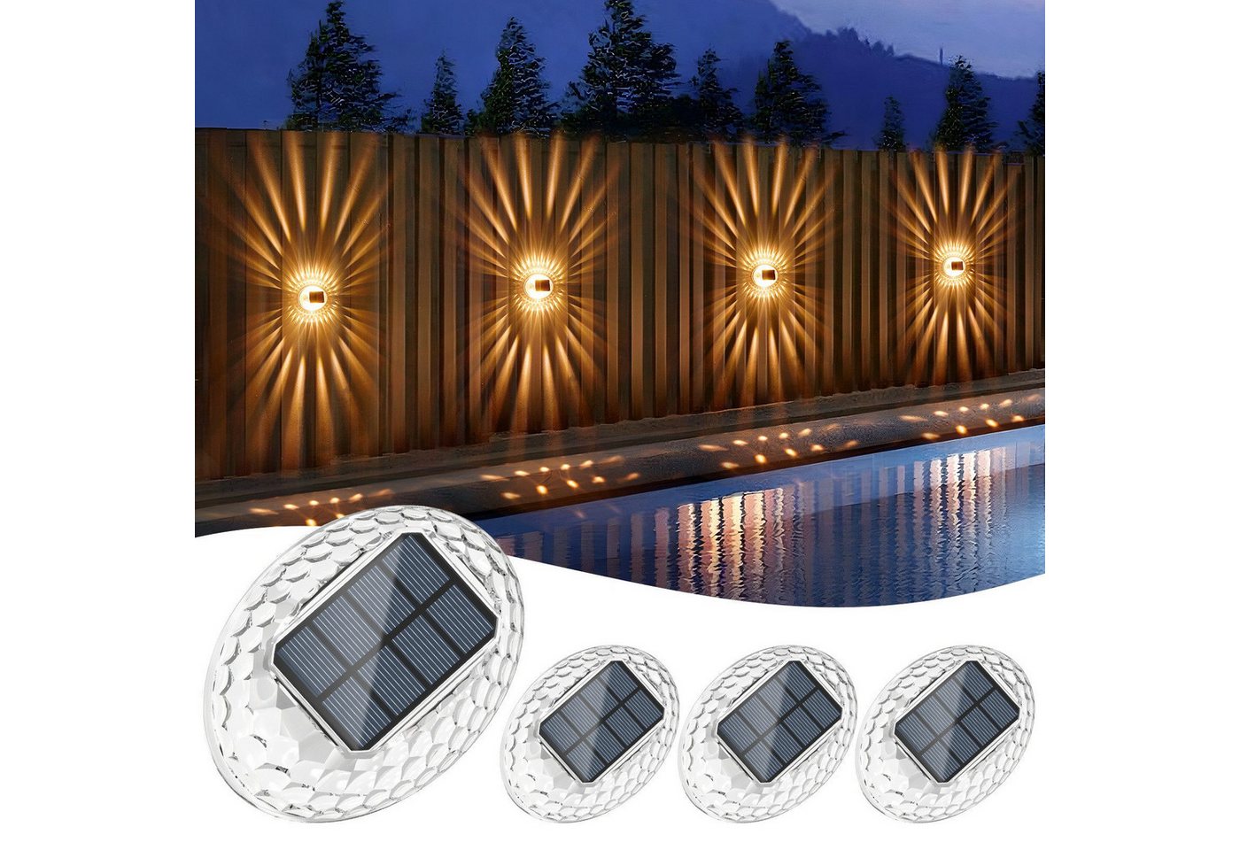 Quntis LED Solarleuchte 4 Stück Aussen Bodenbeleuchtung outdoor IP65 solarleuchten für außen, Warmweiß, Tageslichtweiß, Warmweiß/Kaltweiß/Blau Gartenleuchte für Garten, Terrasse,Weg
