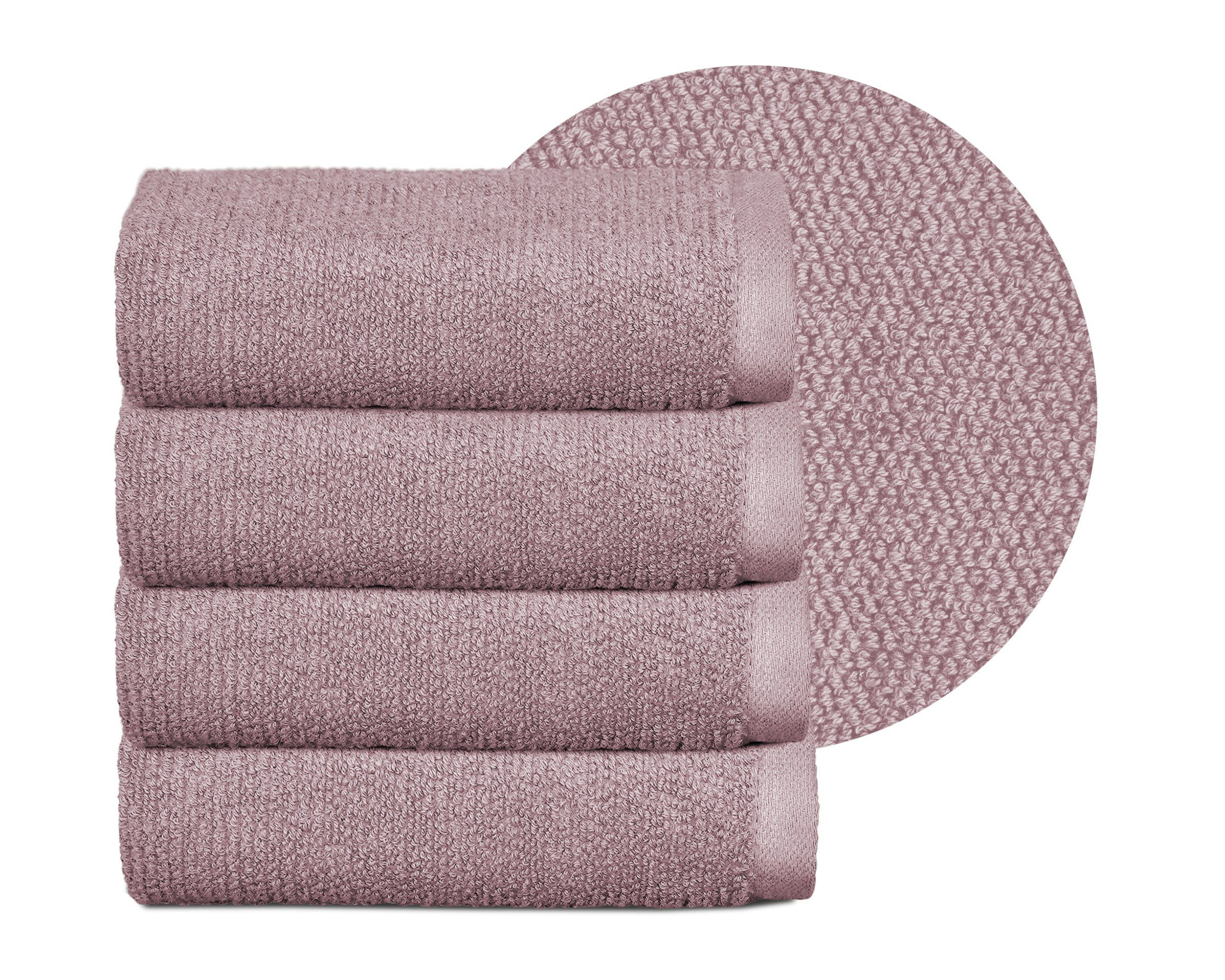 Beautex Handtuch Set Handtuch Set, Made in Europe, Frottier, (Multischlaufen-Optik, Frottier Premium Set aus 100% Baumwolle 550g/m) Altrosa