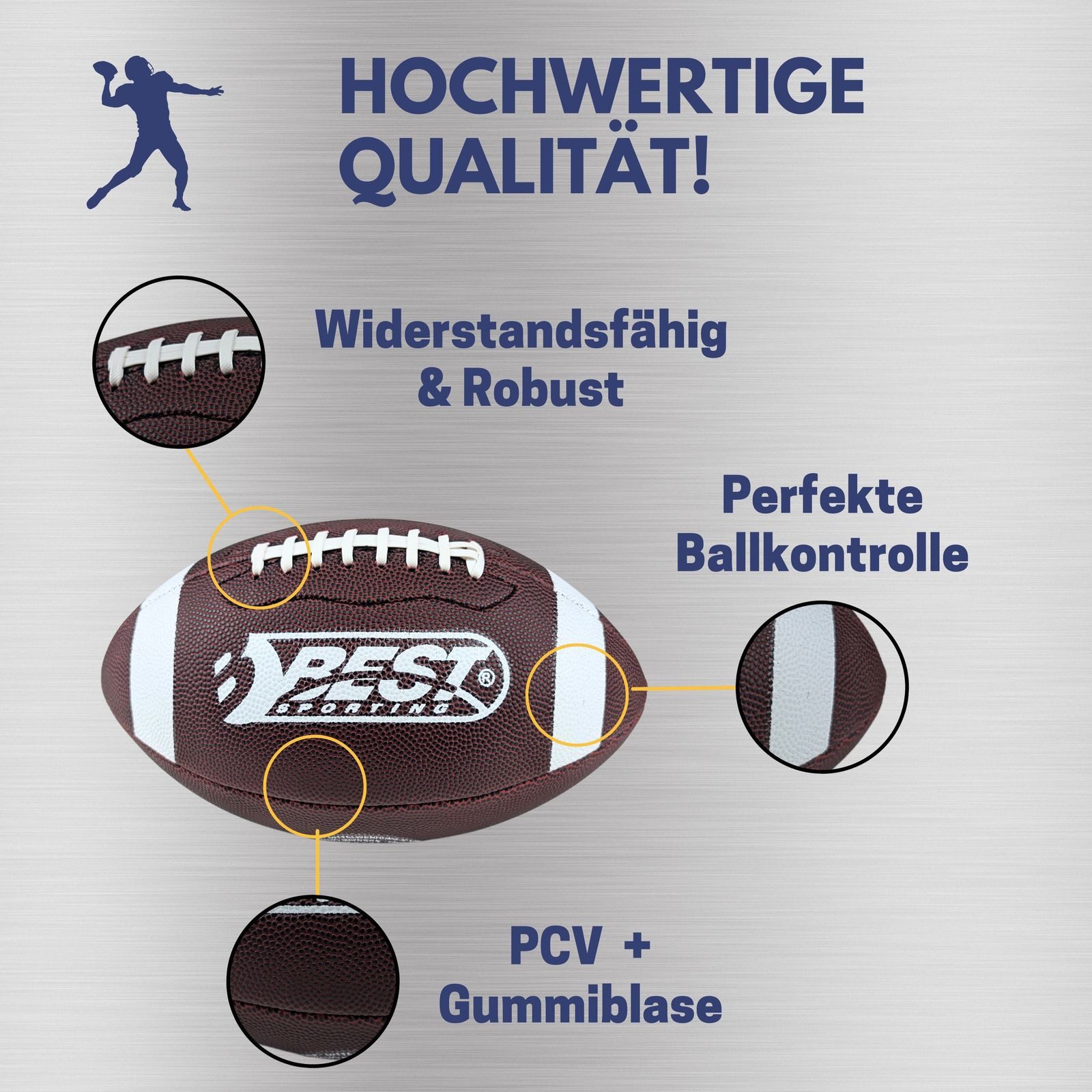 Best Sporting Spielball American Football Ball Youth I, High School Football Kinder & Jugendliche 9-14 Jahre