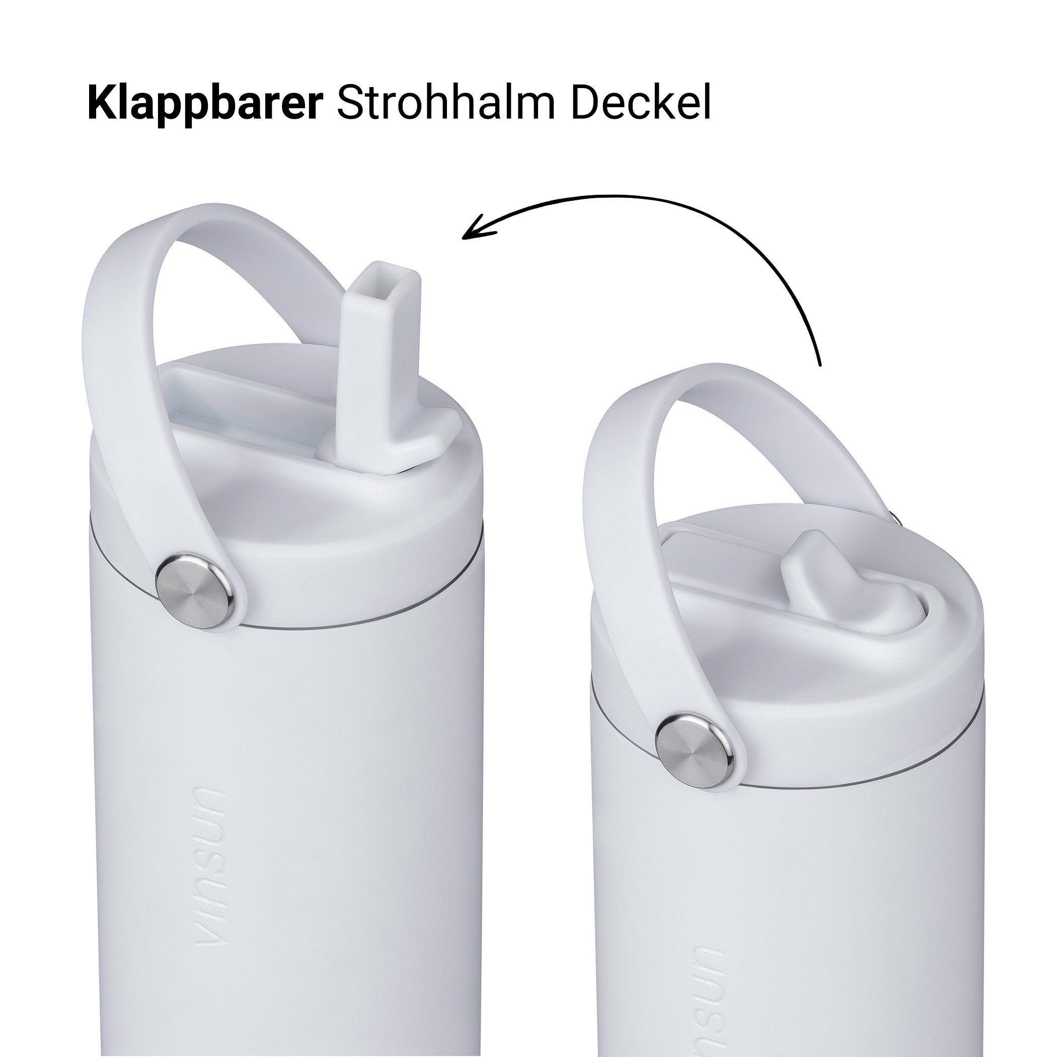 Vinsun Isolierflasche Thermoflasche 750ml mit Strohhalm - Sport Trinkflasche mit Tragegriff, Auslaufsicher, doppelwandig isoliert, geruchs- und geschmacksneutra – Bild 3 von 5