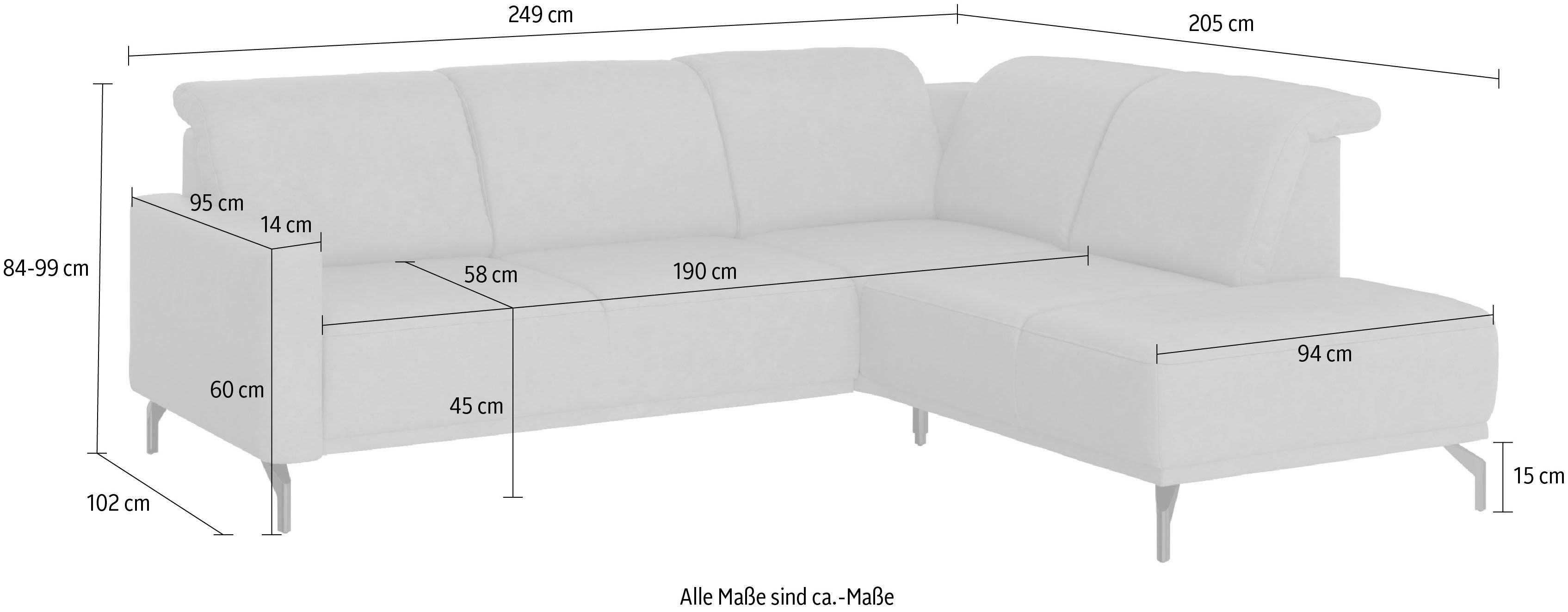 Bailando, Vorziehsitz, wahlweise und Kopfteilverstellung Ecksofa sit&more motorisch mit