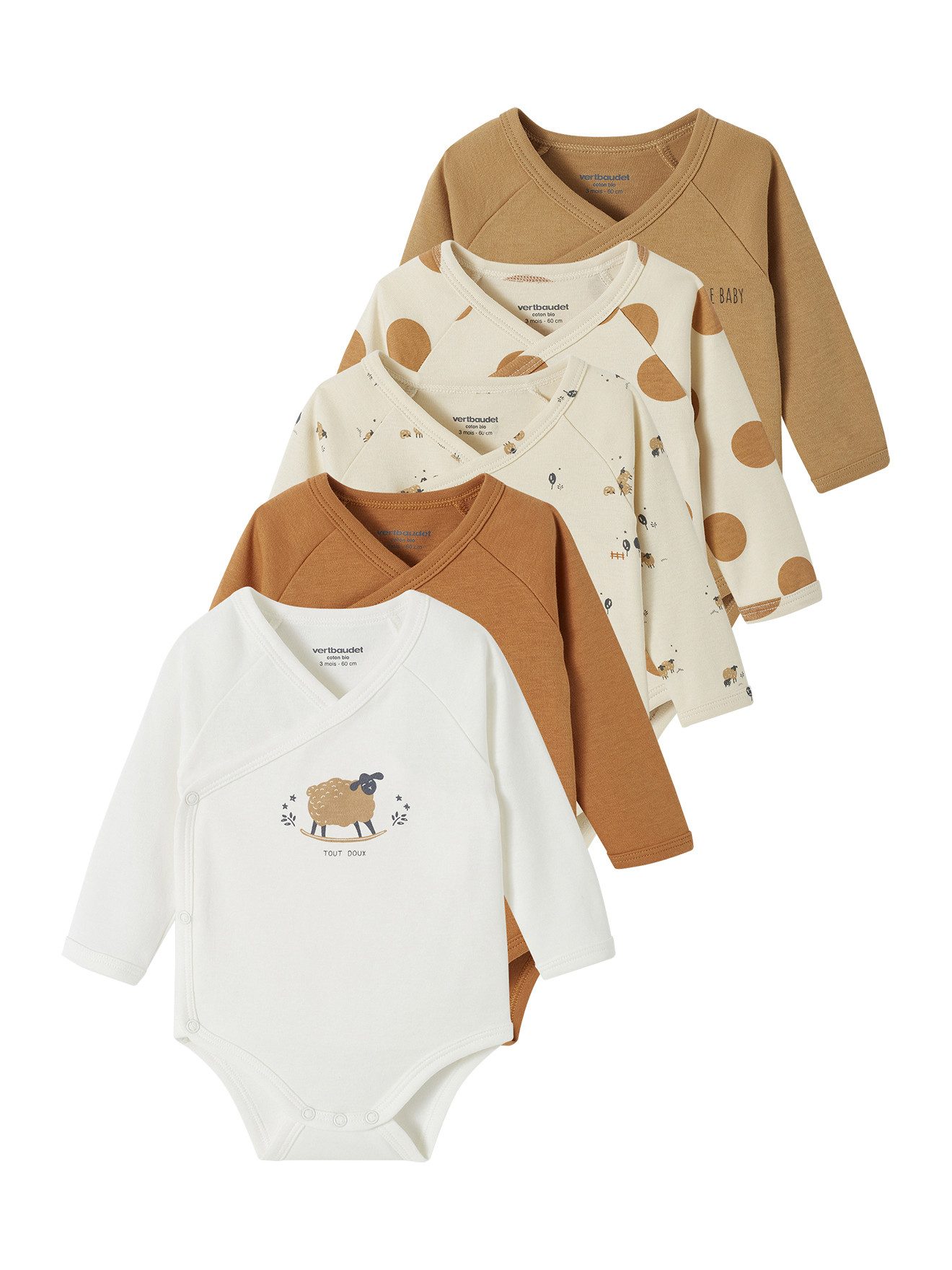 Langarmwickelbody 5er-Pack Baby Wickelbodys aus