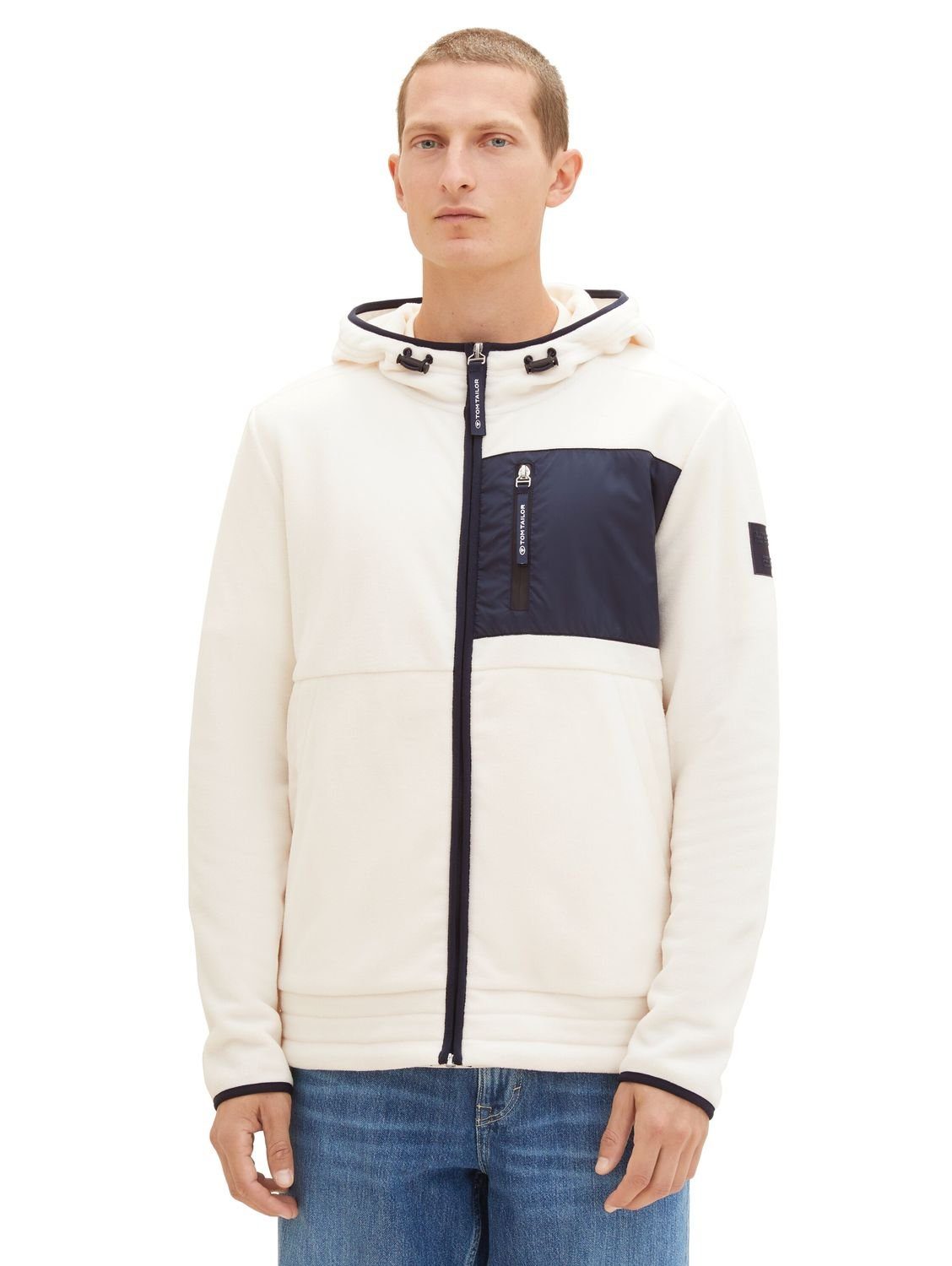 TOM TAILOR Kapuzensweatjacke CUTLINE FLEECE aus Polyester