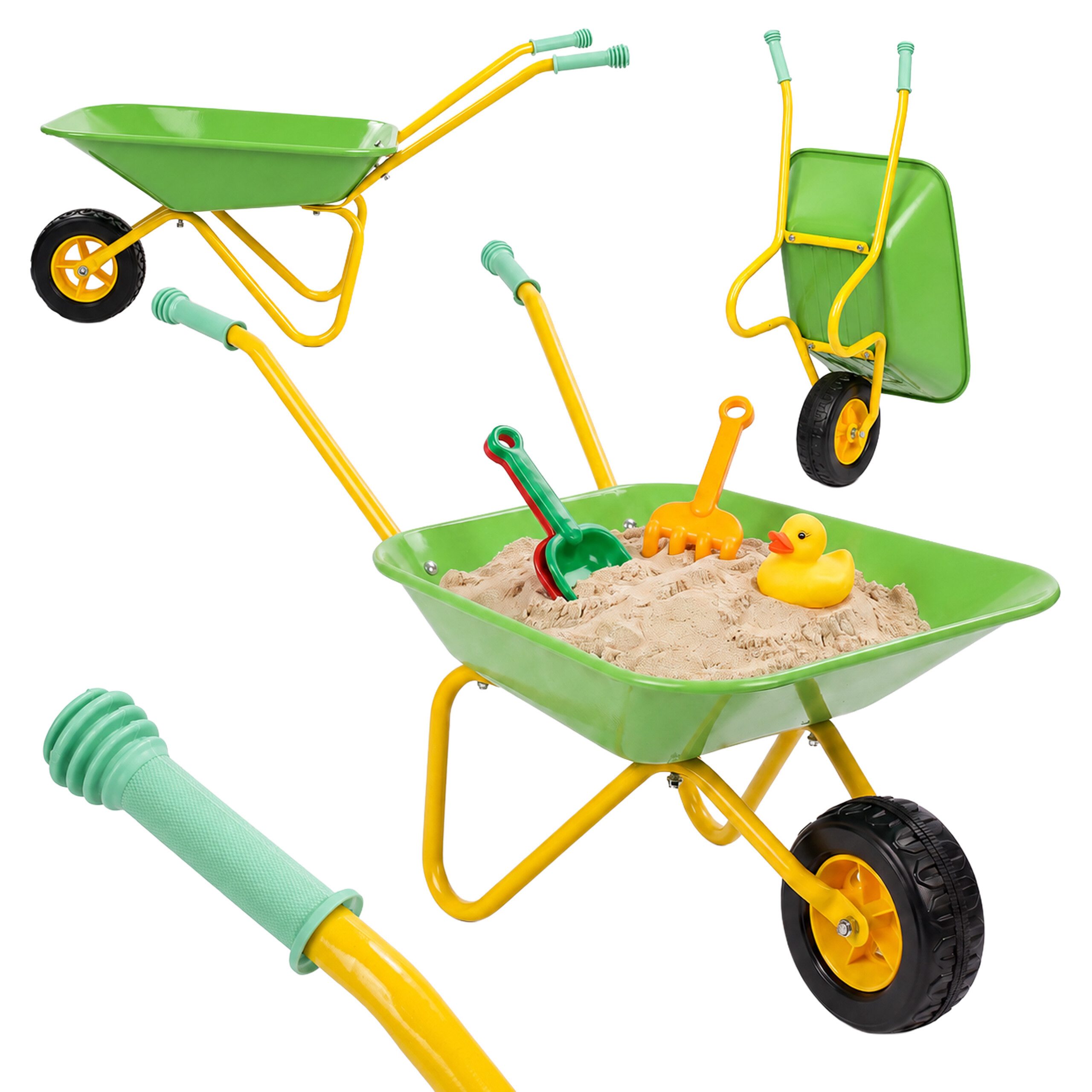 relaxdays Kinder-Gartenset Schubkarre für Kinder, (1-tlg), Hellgrün