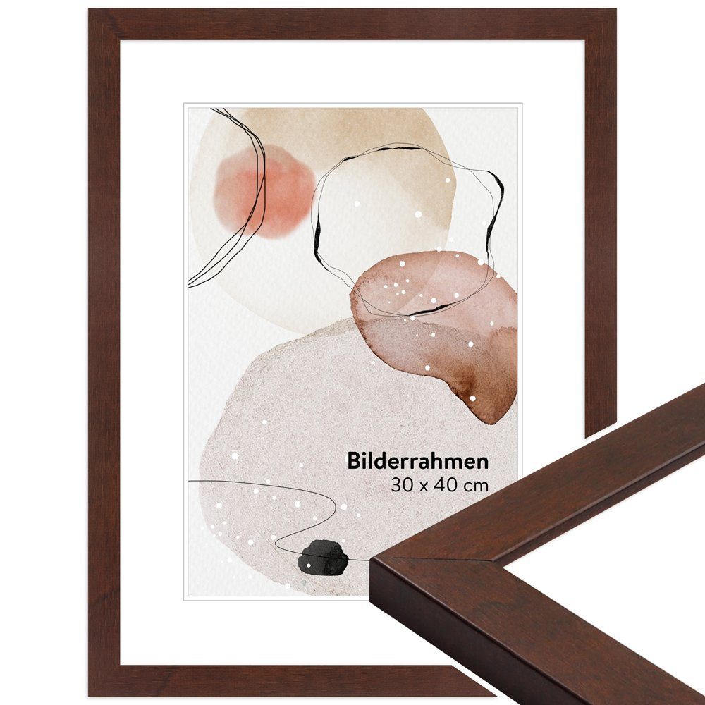 WANDStyle Bilderrahmen H430, Nussbaum-Optik, aus Massivholz im Stil Klassisch