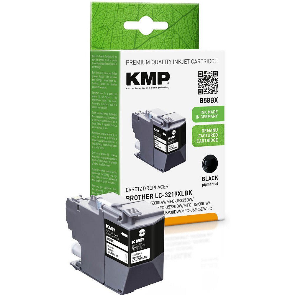 KMP 1 Tinte black 1-tlg) (1 Farbe, Tintenpatrone schwarz B58BX LC-3219XL - ERSETZT Brother