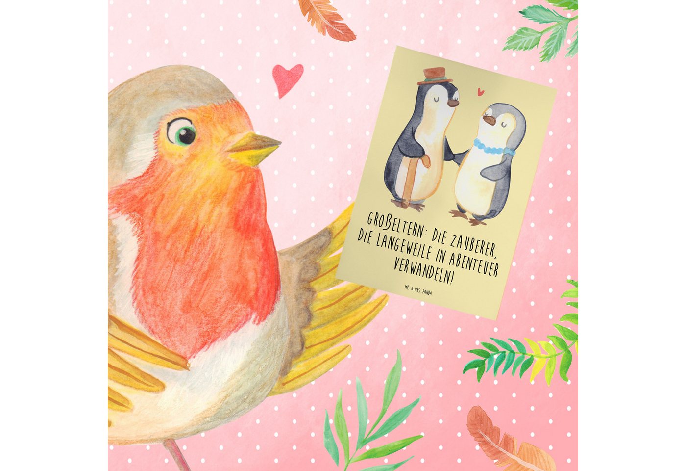 Thumbnail - Mr. & Mrs. Panda Grußkarte Großeltern Zauberer - Gelb Pastell - Geschenk, Abenteuer, persönliche