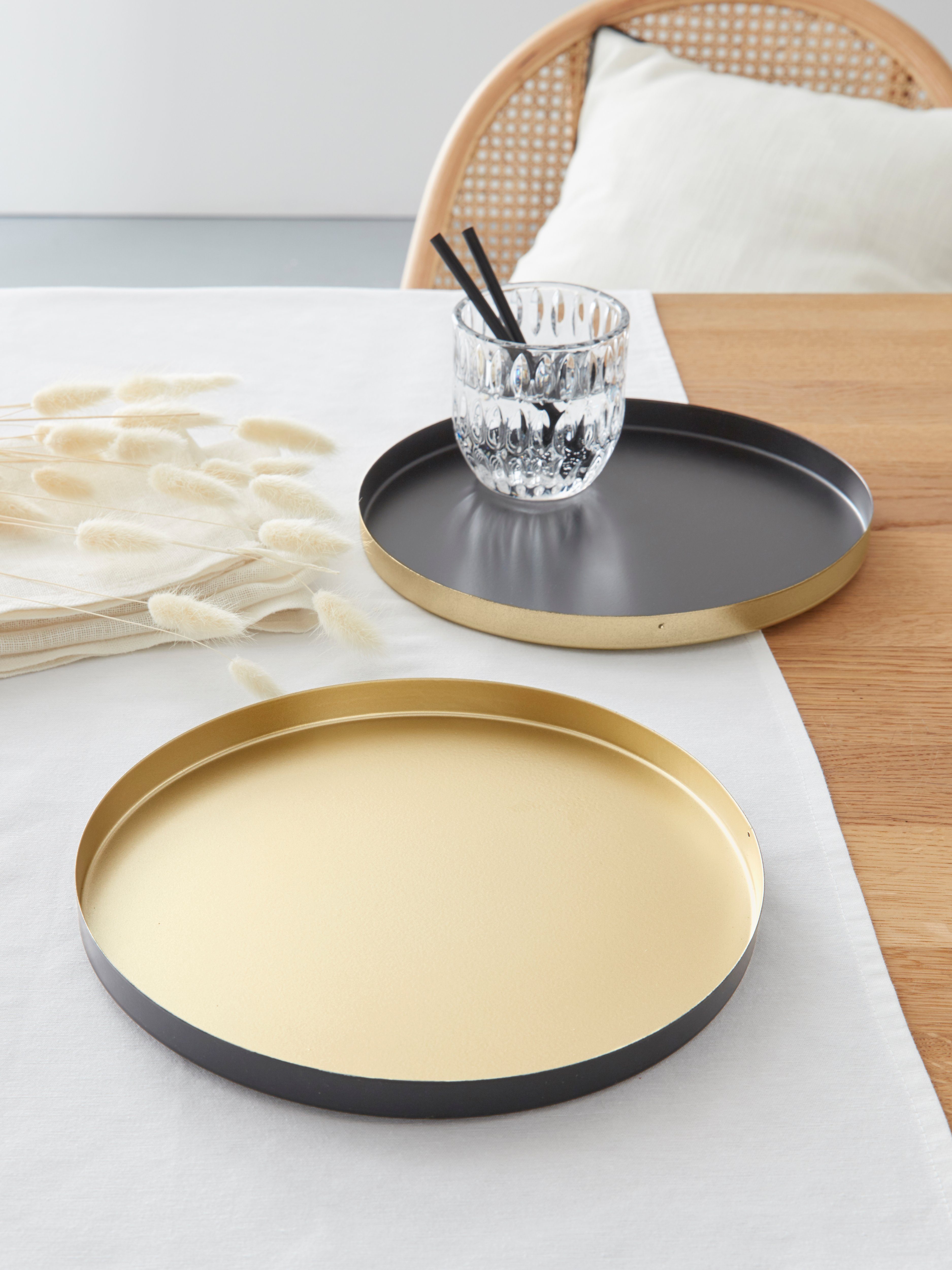 schwarz-goldfarben Festtagstafel Winter- Servierplatte, für 2 Creativ Ideal Ø die home und (Set, die cm, 25 Weihnachtsdeko für St), Teller Dekoteller