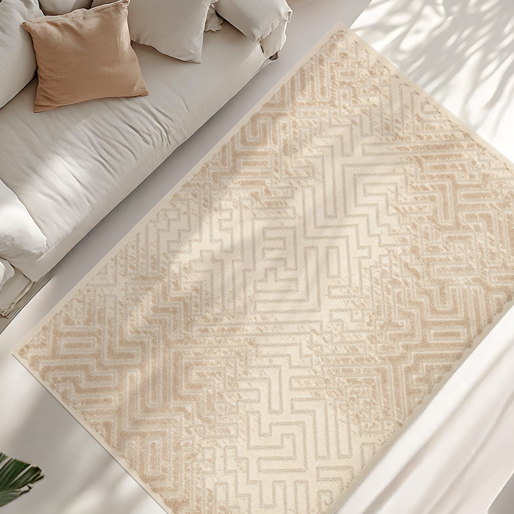 ArtUniverse Outdoorteppich ArtUniverse Outdoor Teppich Casablanca Toffee Cream 80 x 150 cm, 80x150 cm, Höhe: 1,3 mm
