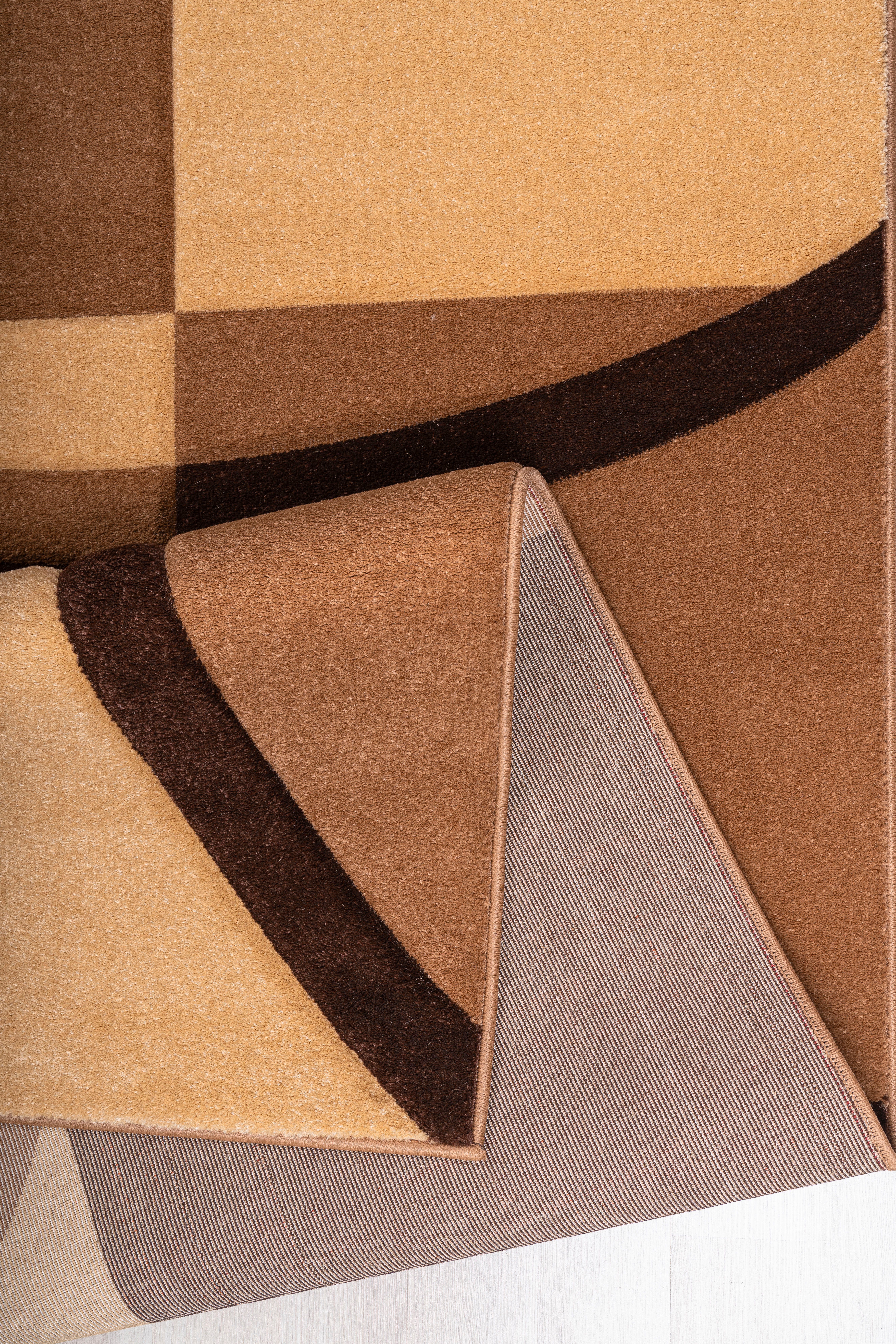 Konturenschnitt, mit Teppich mm, Josias, elegant Home Höhe: handgearbeitetem Kurzflor, flach, braun affaire, rechteckig, 16