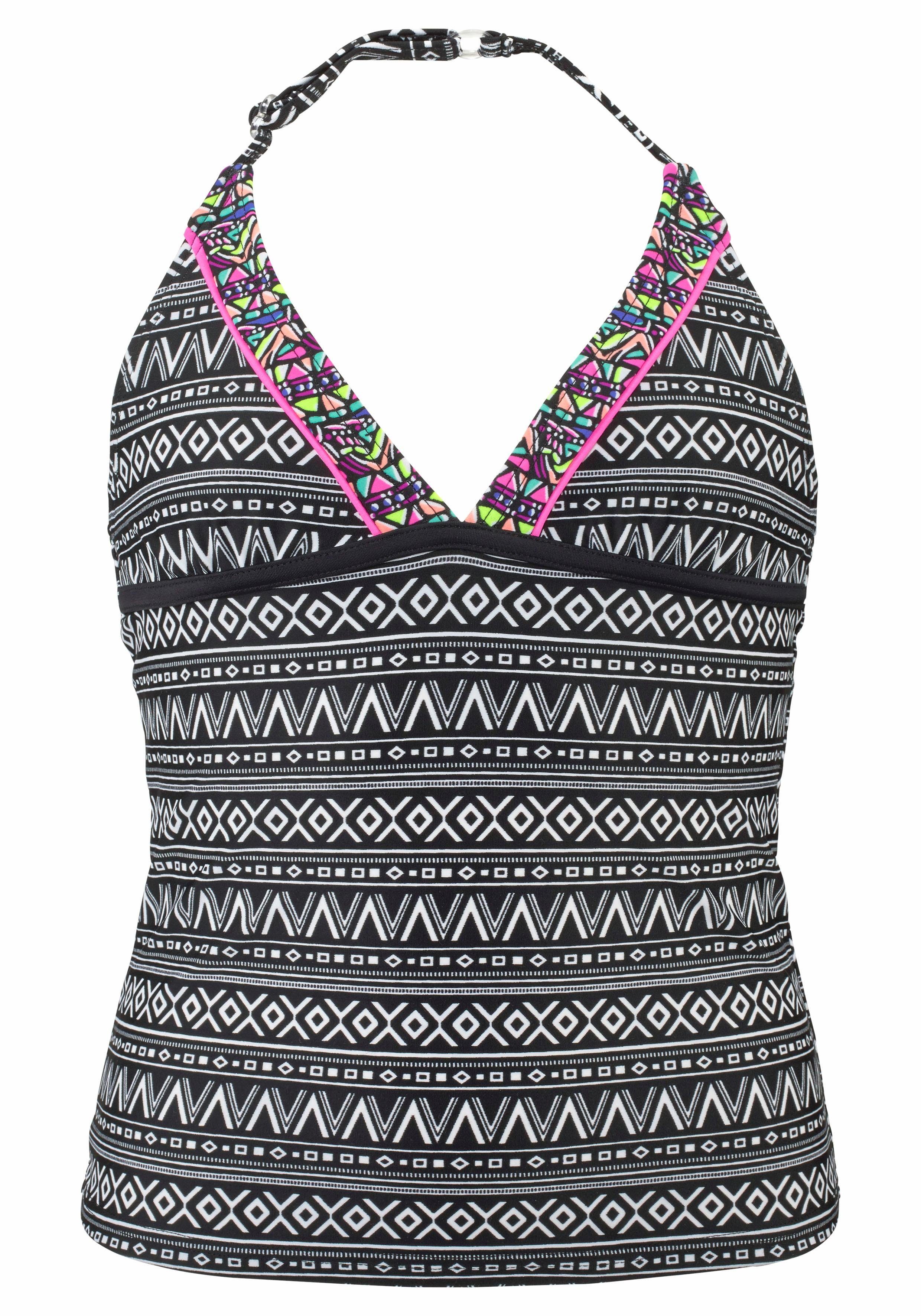 Kontrastdetails Tankini Ethnodruck mit Buffalo und