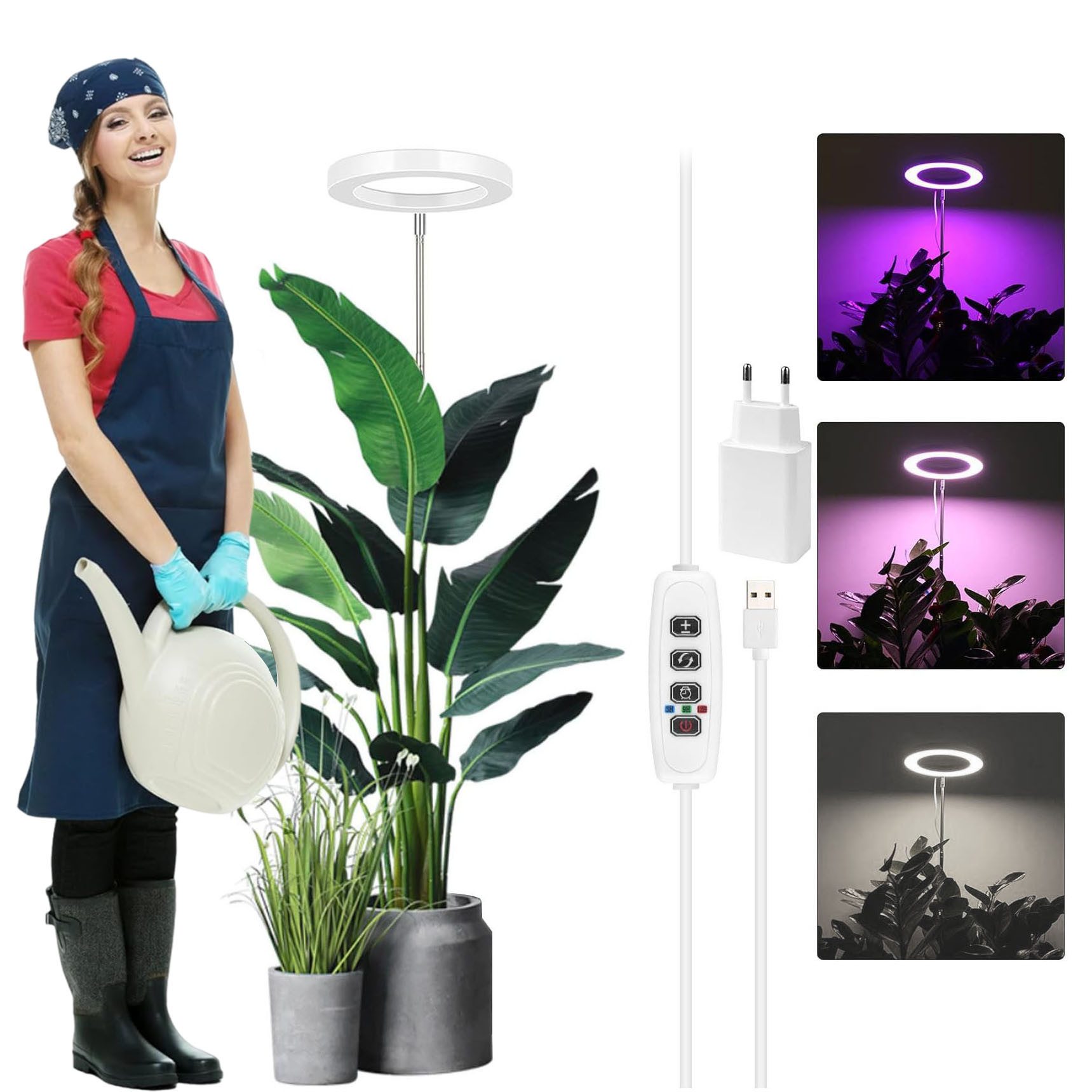 LMaxhome Pflanzenlampe 72LEDs Vollspektrum Wachstumslampe 35-155CM Höhenverstellbar Pflanzen, 9 Dimmbar Helligkeit, 3/9/12H Timer, Große Pflanzenlicht Gewächshäuser