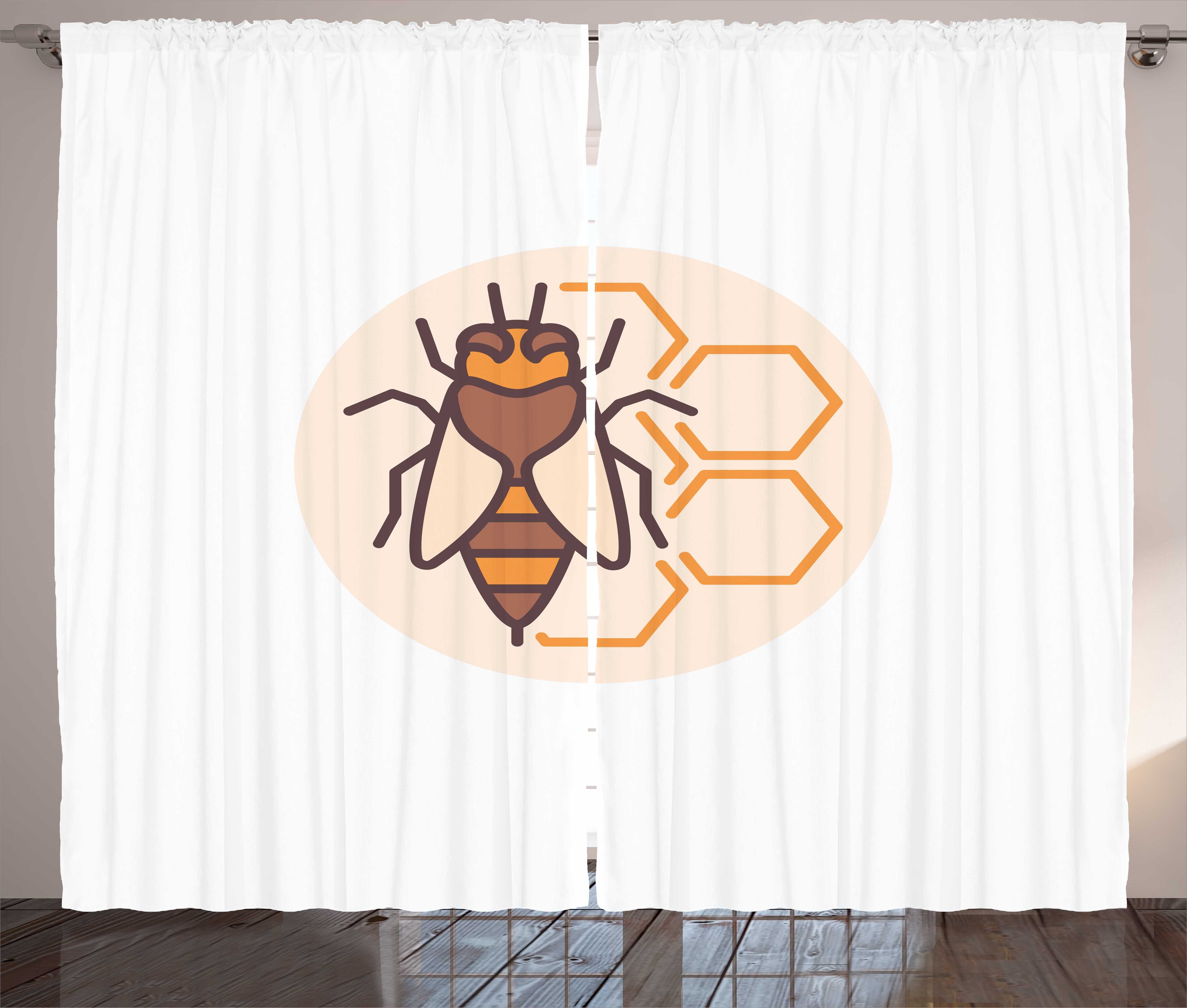 Gardine Schlafzimmer Kräuselband Vorhang mit Schlaufen und Haken, Abakuhaus, Bienenwabe Bienenzucht Zusammensetzung