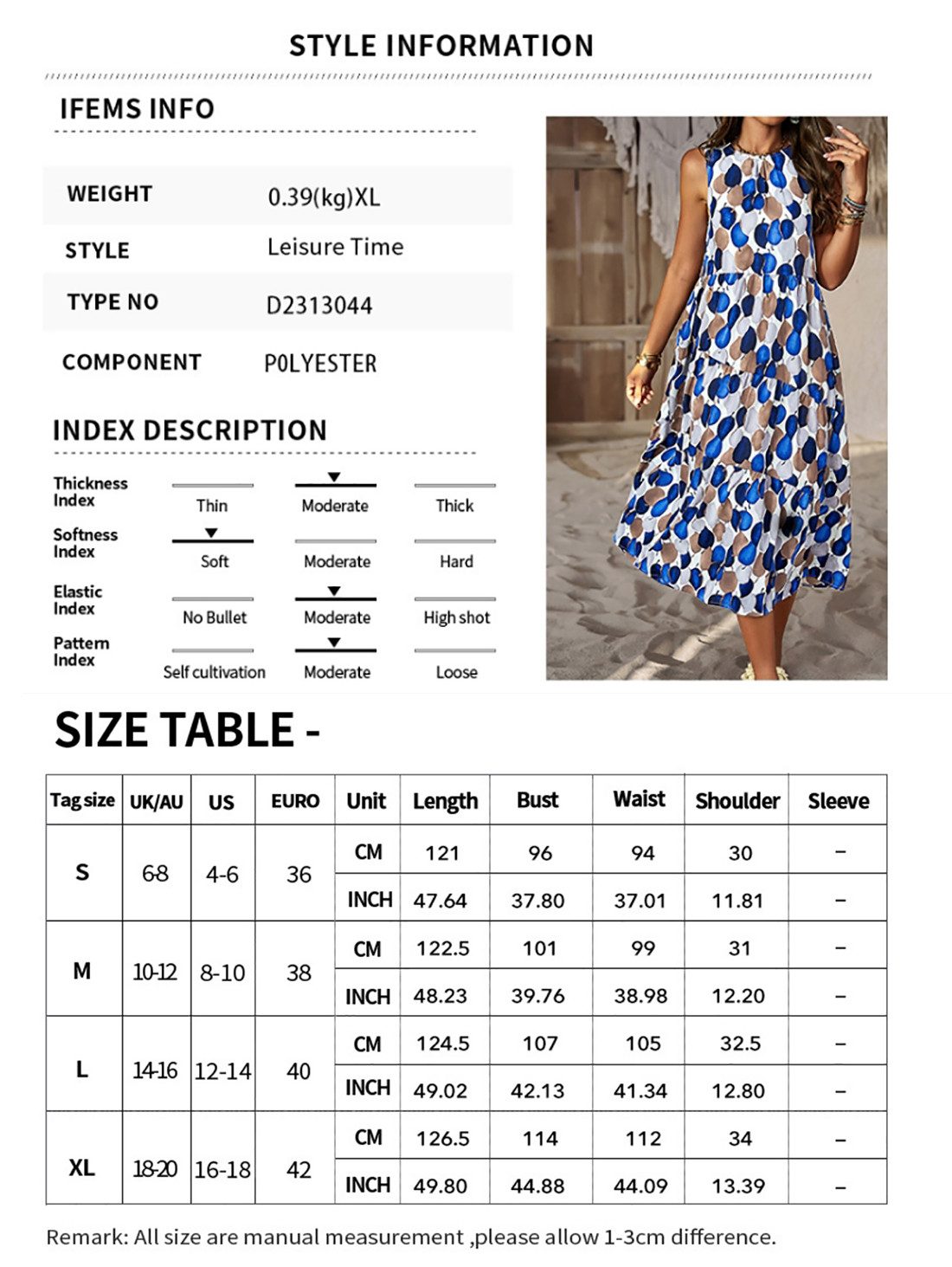 DEBAIJIA Dirndl Sommerkleid Damen Frauen Bedruckter Ärmellos Kleid Lässiger günstig online kaufen