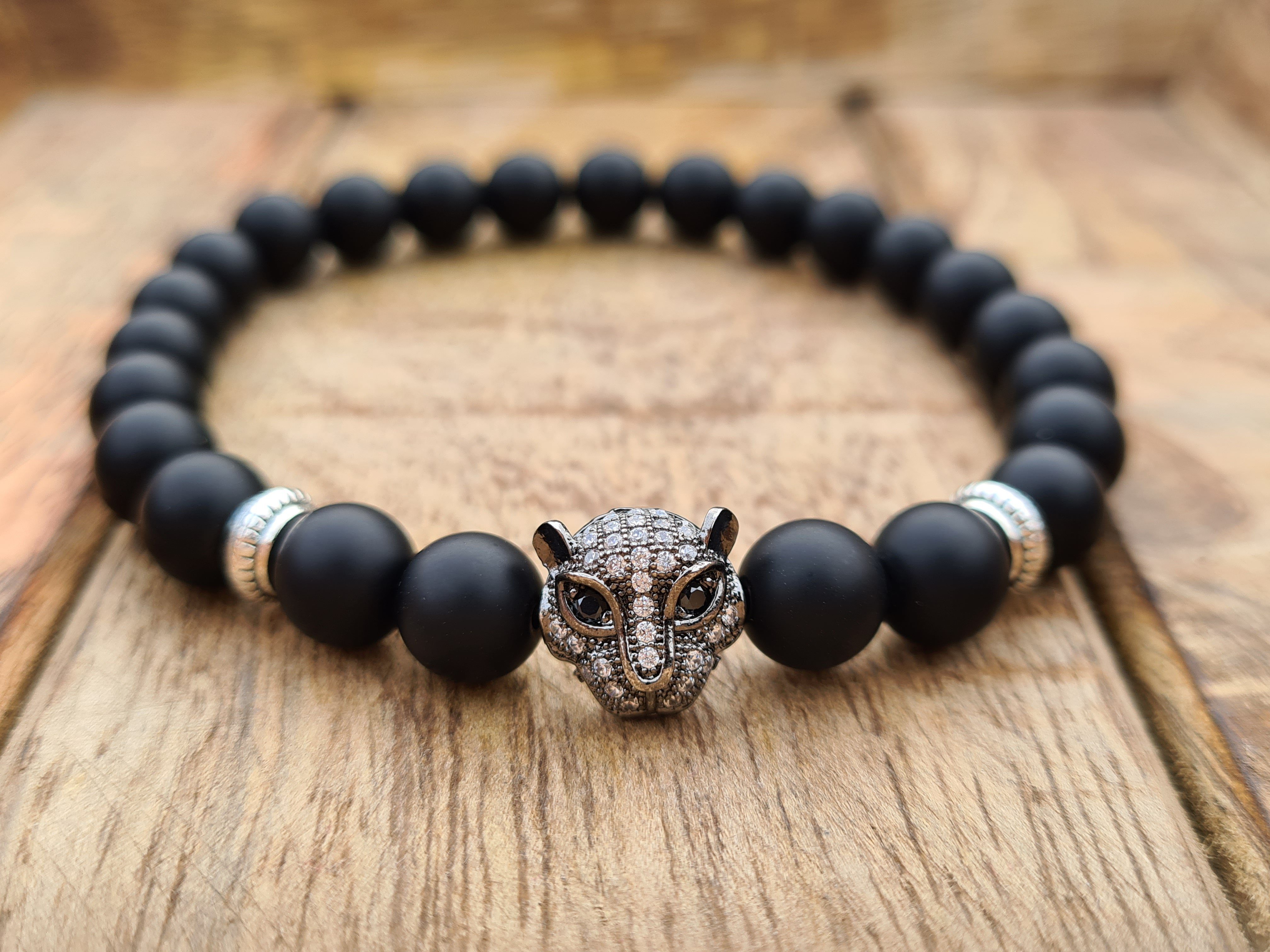 NAHLE Armband Naturstein Perlenarmband Onyx Black Panther, mit Onyx, handma günstig online kaufen