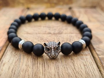 NAHLE Armband Naturstein Perlenarmband Onyx Black Panther, mit Onyx, handmade
