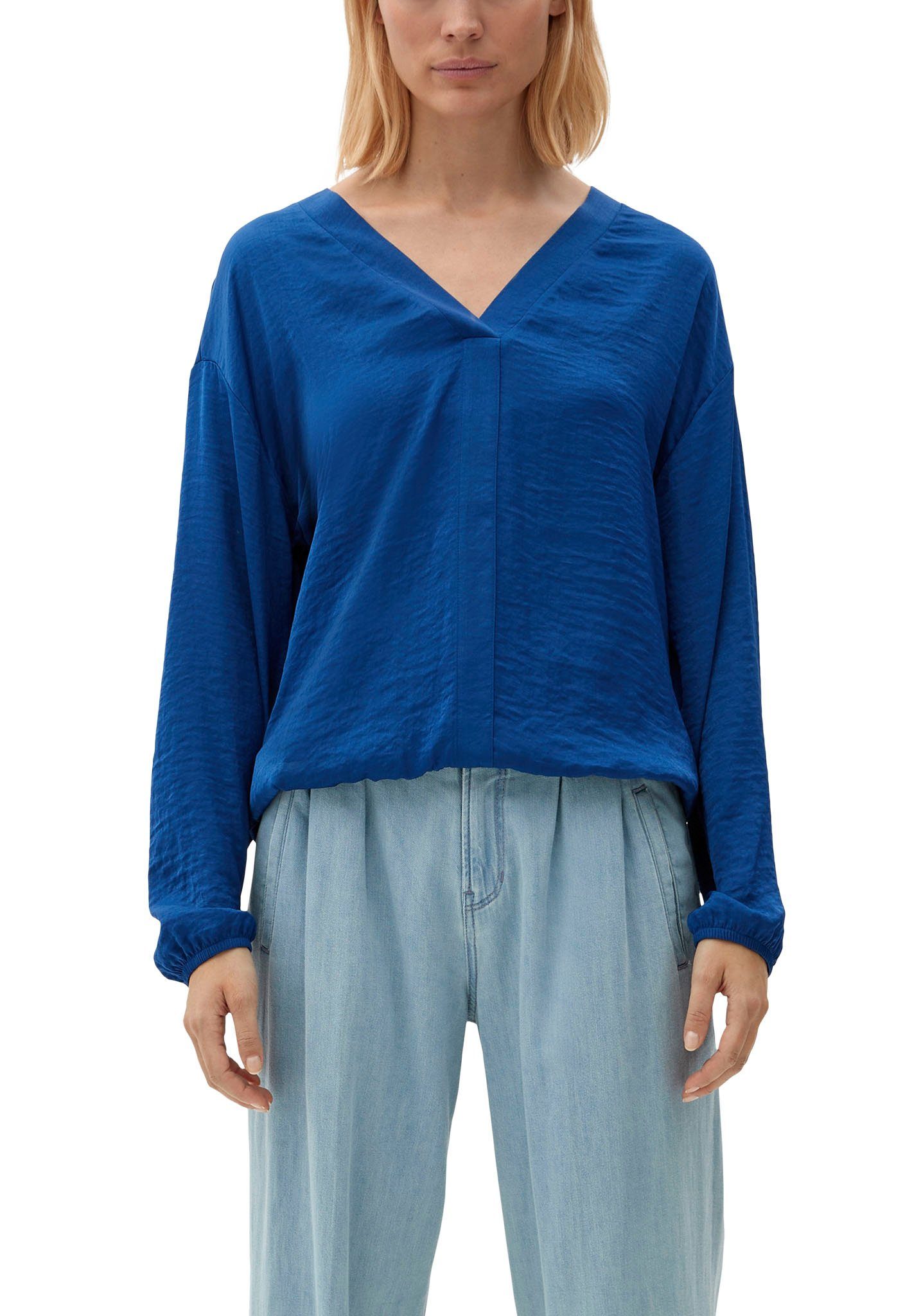 s.Oliver Langarmshirt Longsleeve in blue O-Shape mit Gummibündchen