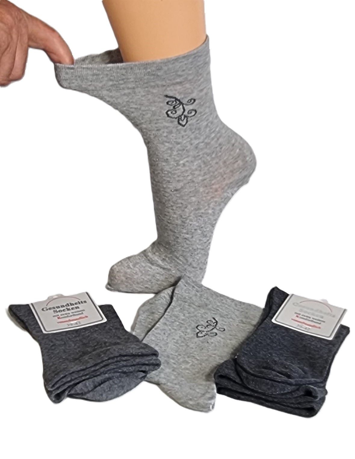 Toker Collection® Gesundheitssocken Gesundheitssocken mit extra weitem Komfortbund 3er Pack Gr. 39-42 (Packung, 3er Pack) Schaft extra weit