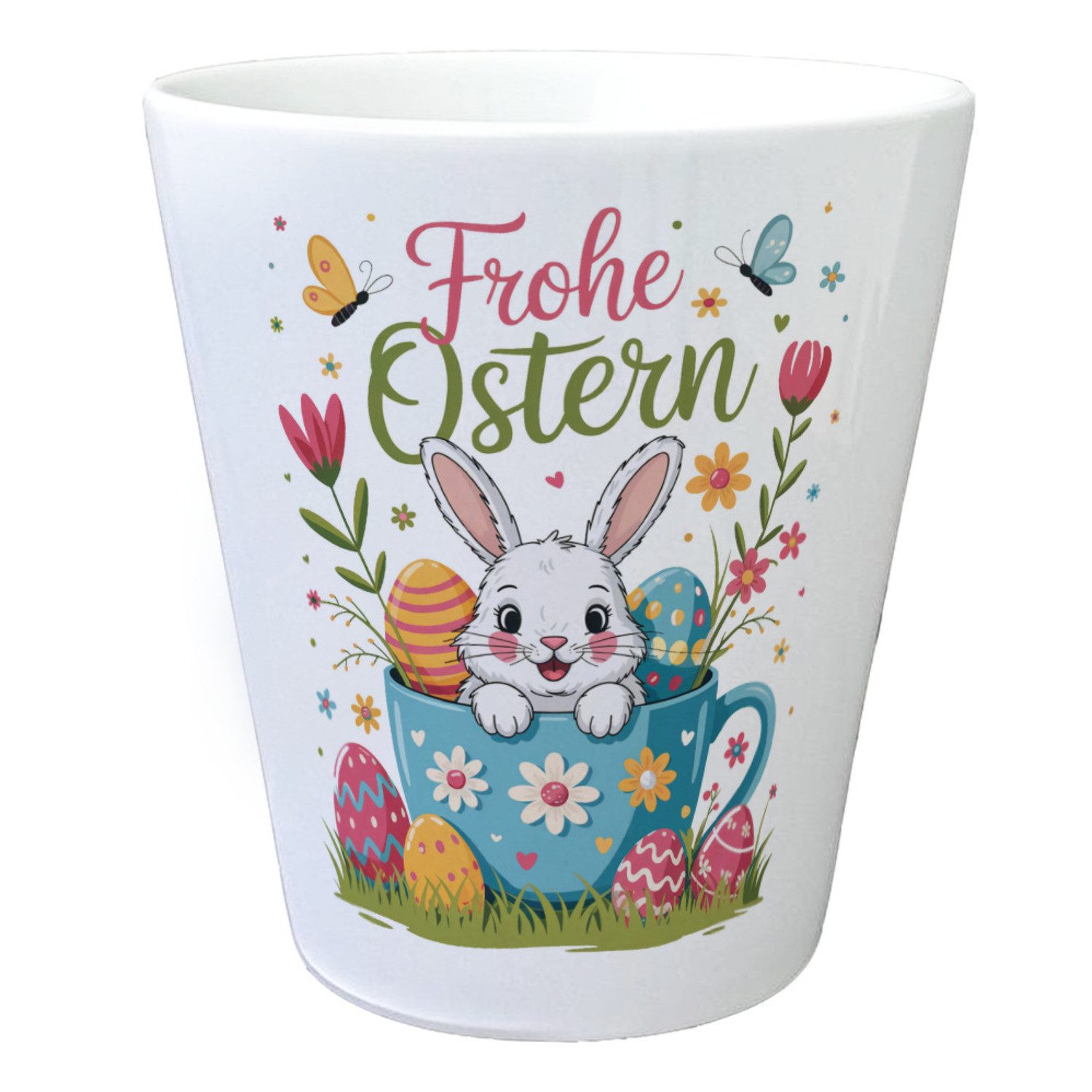 Blumentopf Frohe Ostern Blumentopf mit Hase