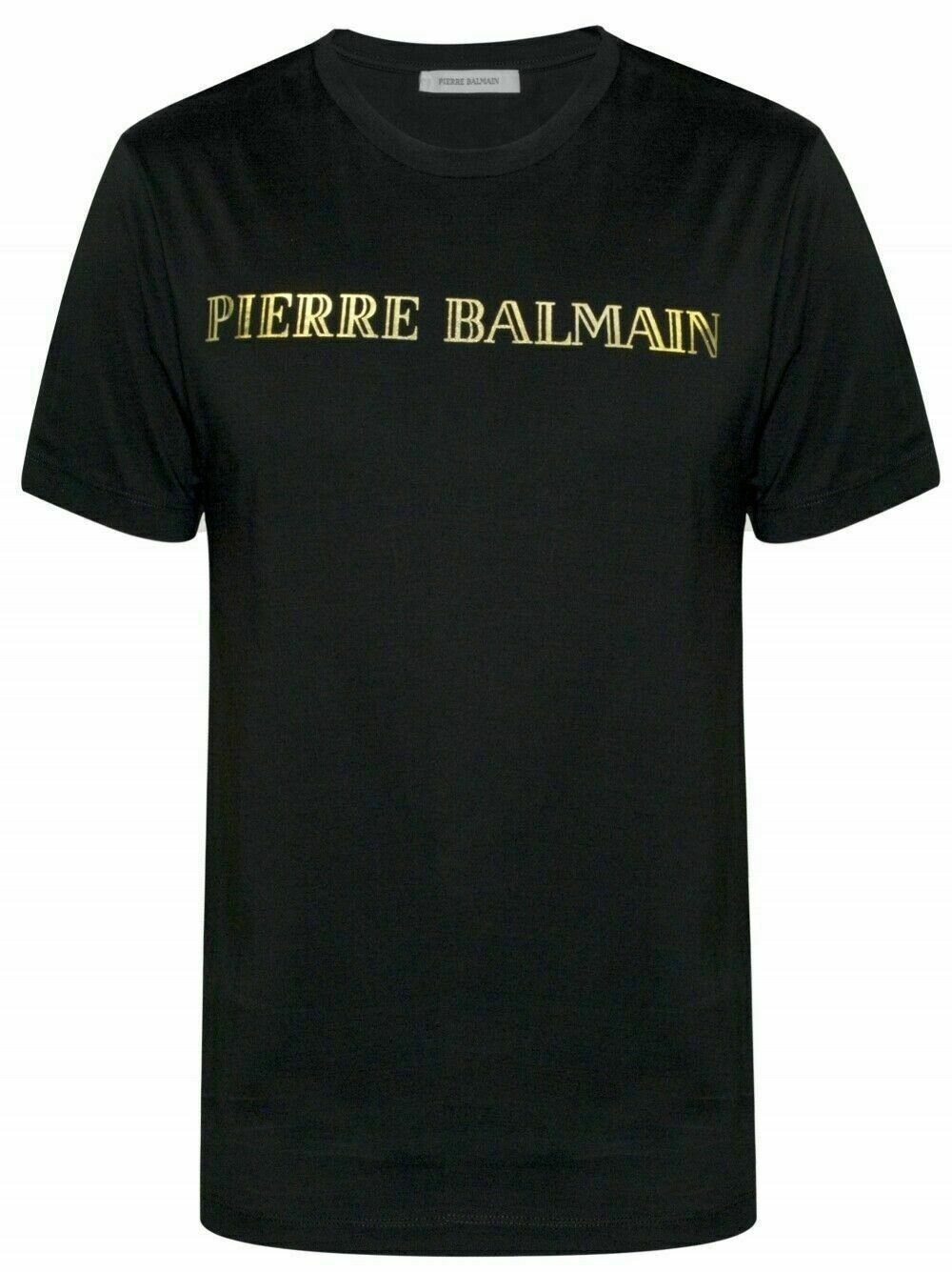 PIERRE ICONIC Print-Shirt LOGOSHIRT BALMAIN Balmain TOP LOGO MENS GOLD SCHWARZ