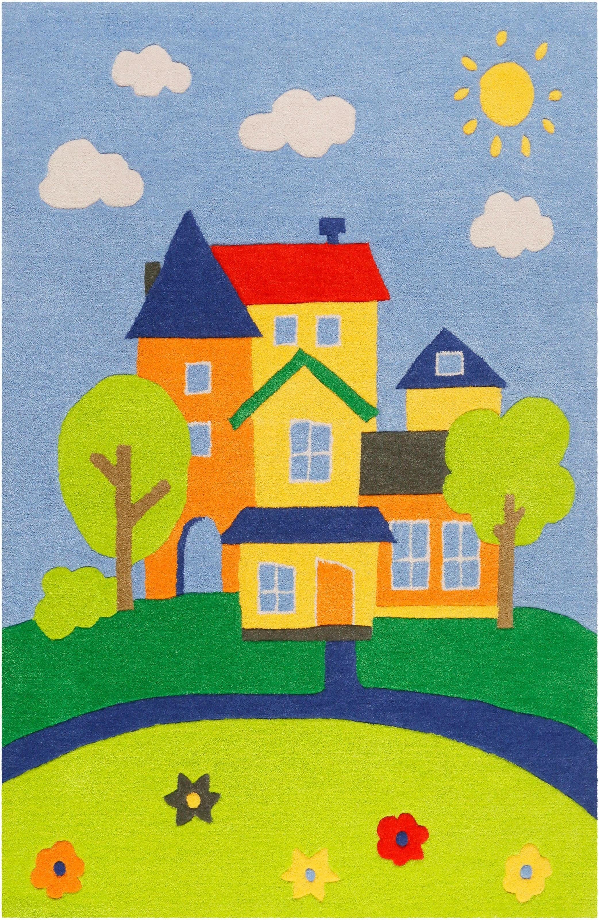 SMART KIDS Kinderteppich Villa Villakulla, rechteckig, Höhe: 9 mm, Spielteppich Stadt, Konturenschnitt