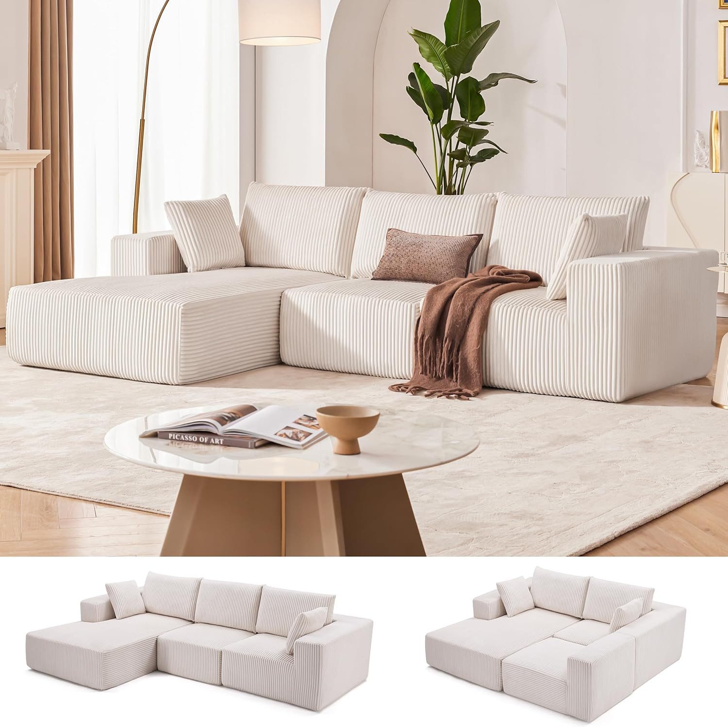 Mihtrov Ecksofa mit Schlaffunktion, Corduroy Modulares günstig online kaufen