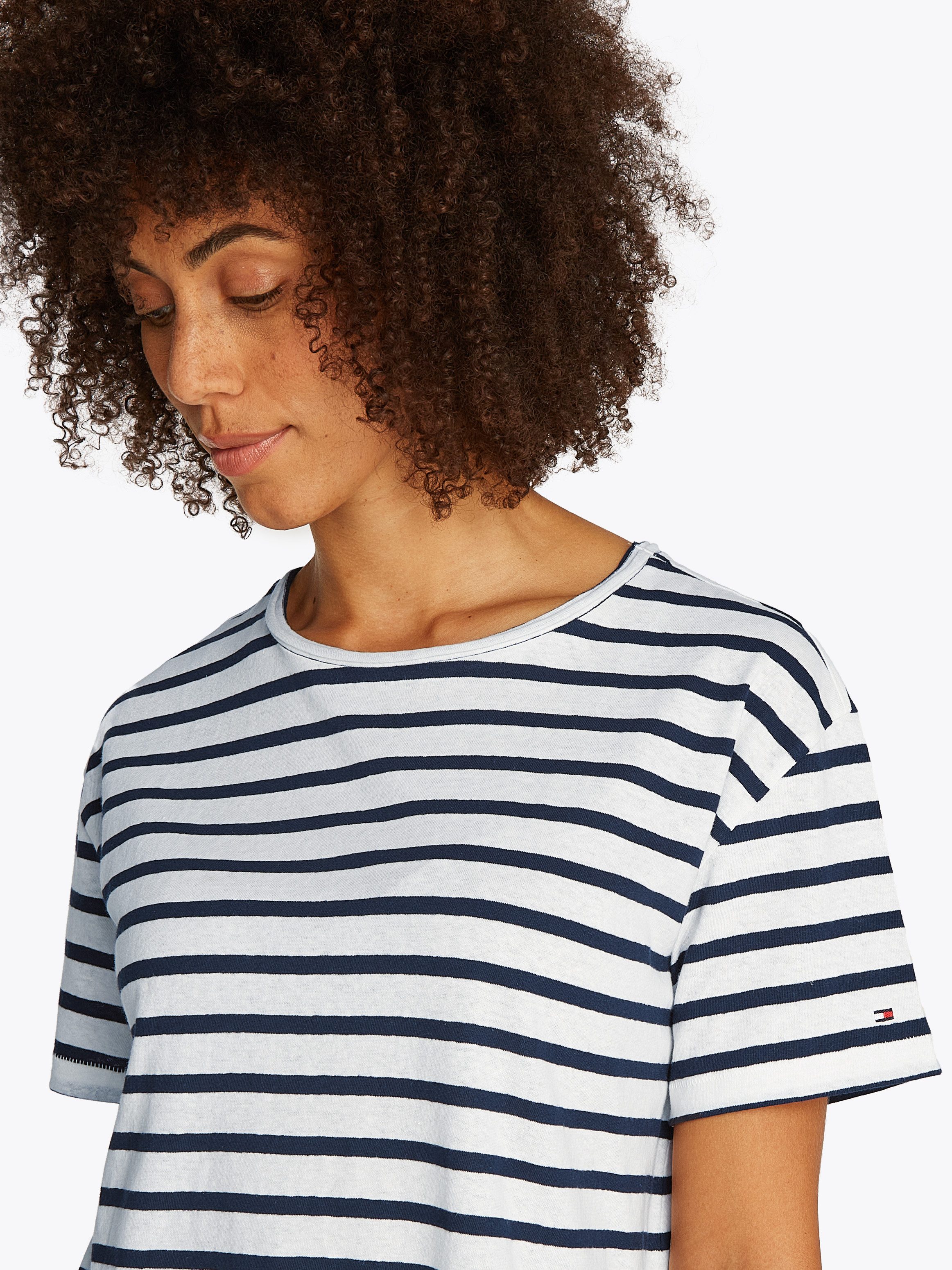 Tommy Hilfiger Kurzarmshirt MODERN CO LINEN C-NK SS mit Streifenmuster,kühl günstig online kaufen