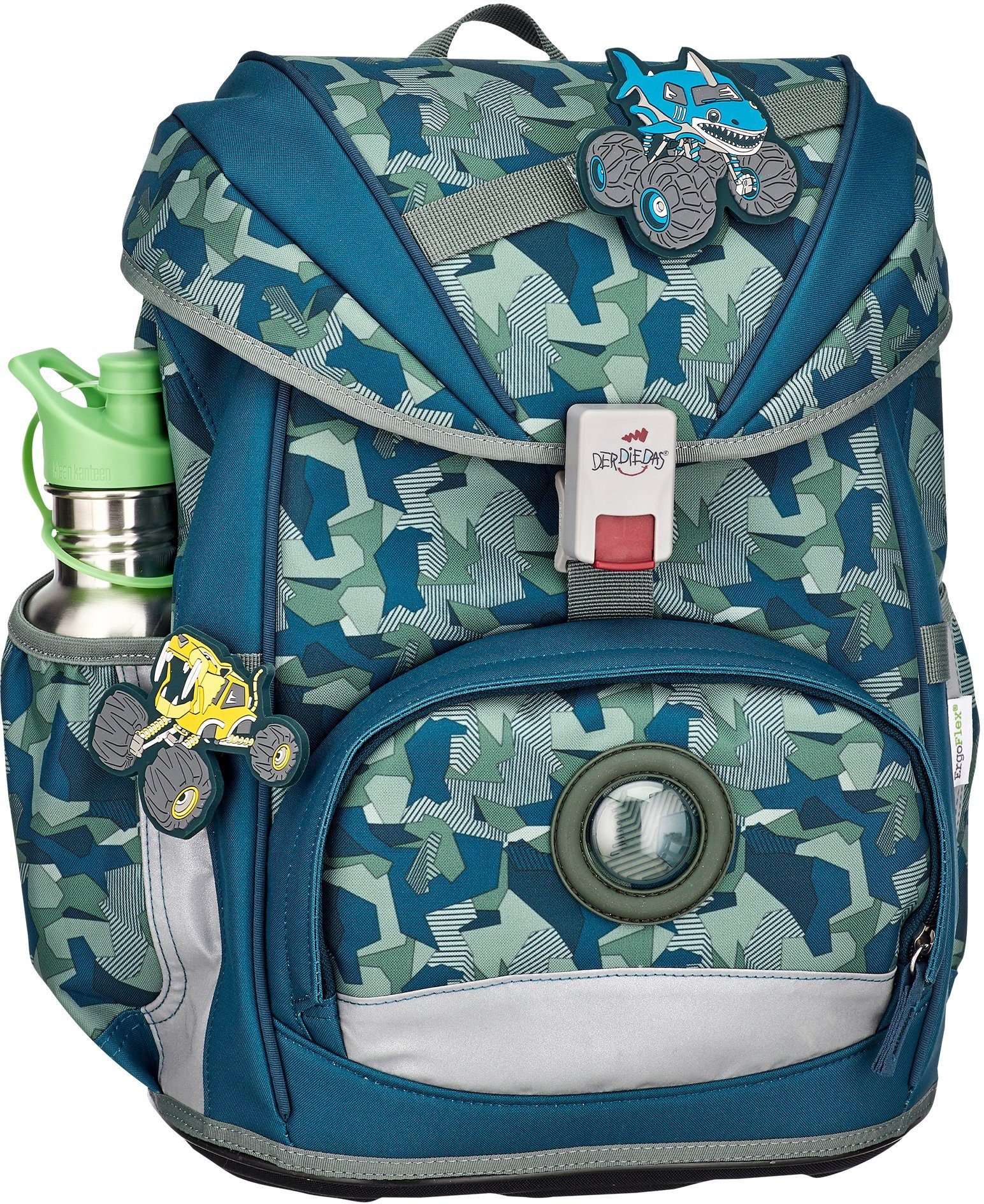 DerDieDas® Schulrucksack ErgoFlex, Monstertruck (Set, 5-tlg)