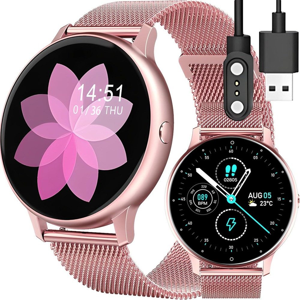 Retoo E741 Smartwatch (3,9 cm, android ios), Elegante Smartwatch mit 1.54 Zoll Display Fitness =