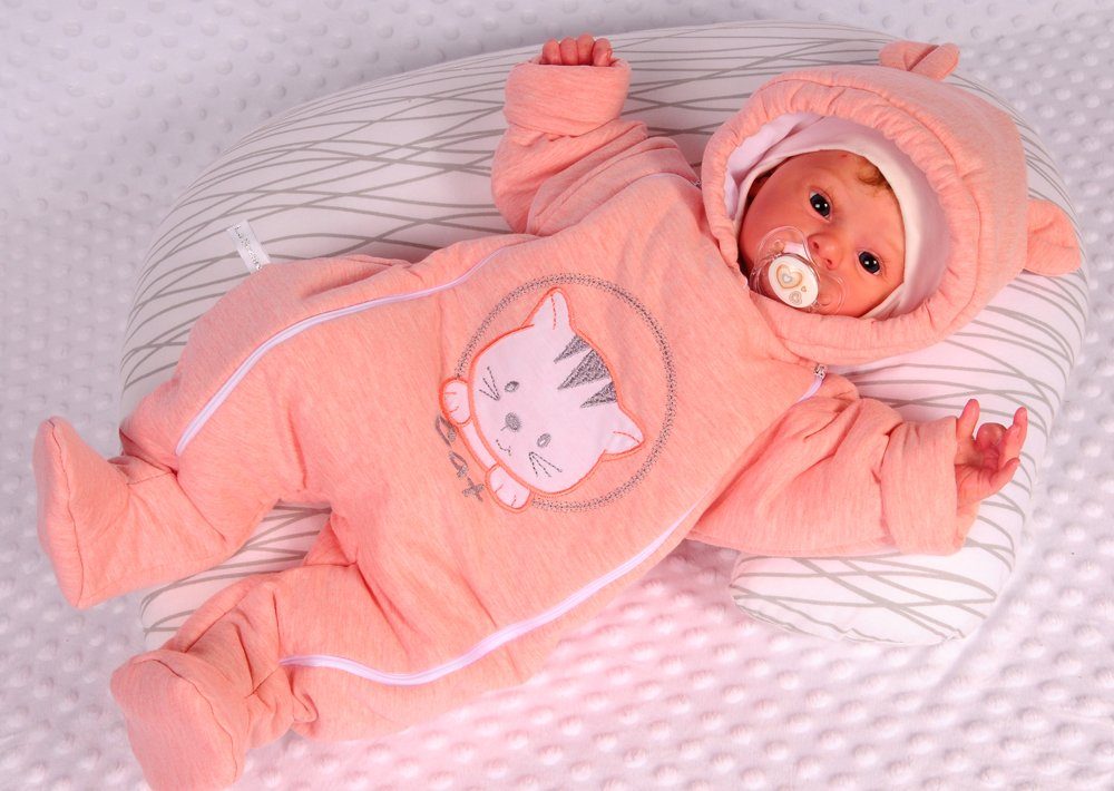 La Bortini Schneeoverall Baby Overall Wagenanzug mit Katze Übergangsoverall aus Baumwolle, gefüllt, 44 50 56 62 68 74