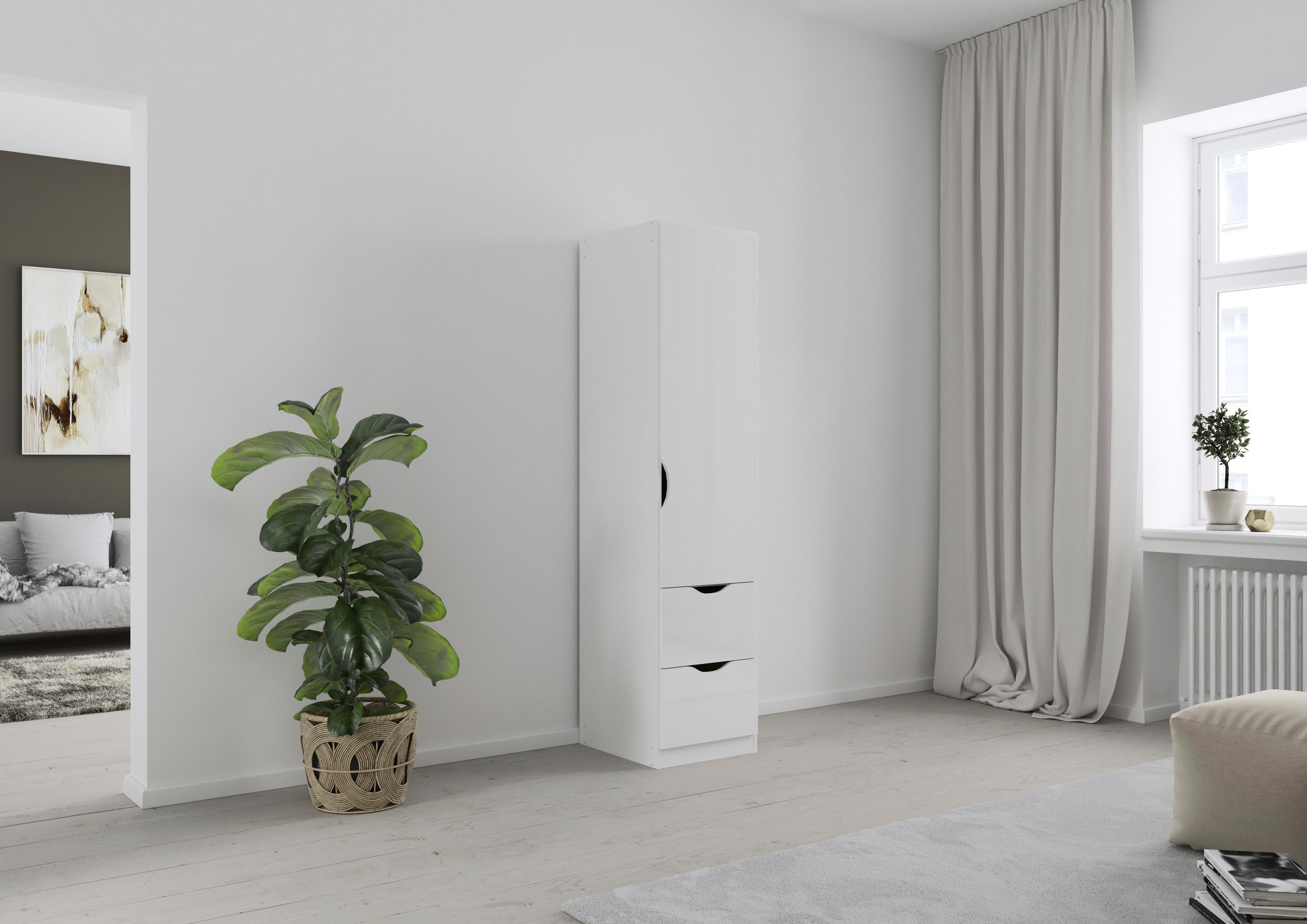 rauch Kleiderschrank Freiham mit Griffmulden und Schubkästen