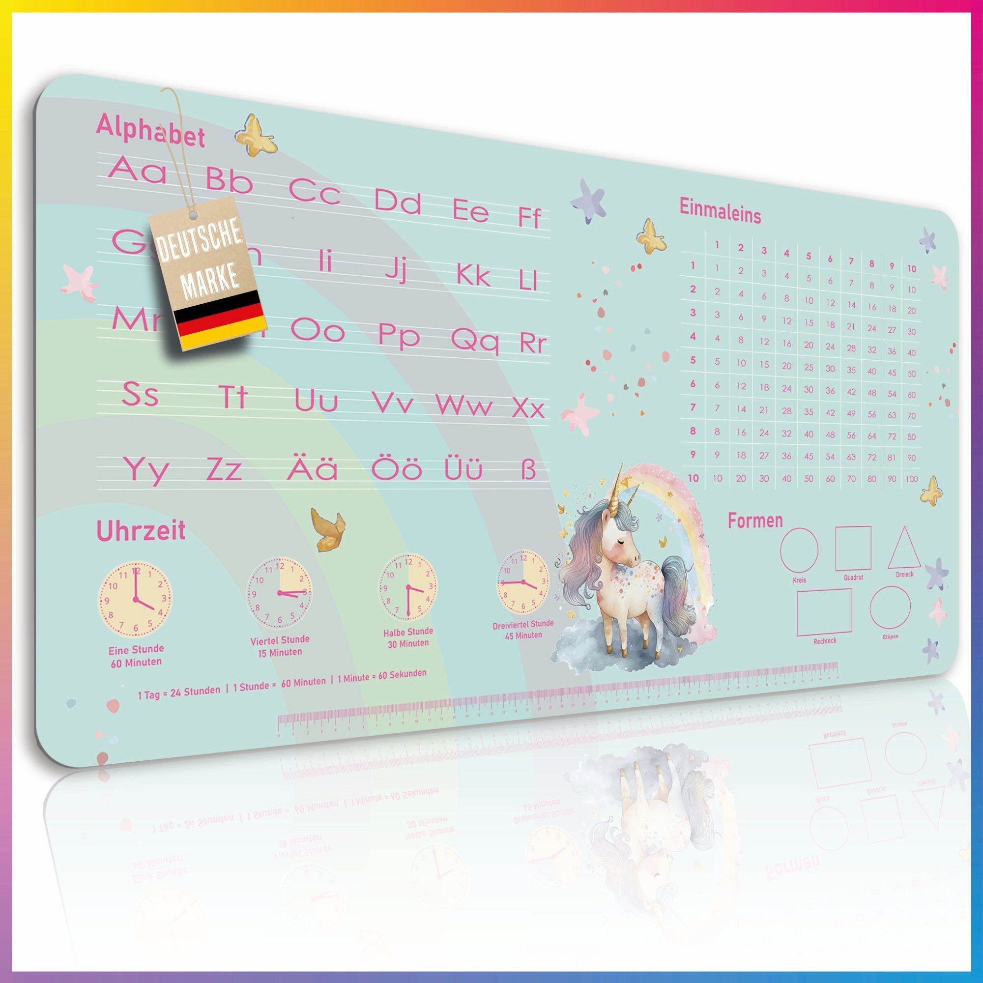 Lineo Schreibtischunterlage Tischunterlage & Malunterlage für Kinder 80x40 cm abwischbar, (Robuste Malunterlage Schreibtisch Unterlegmatte)