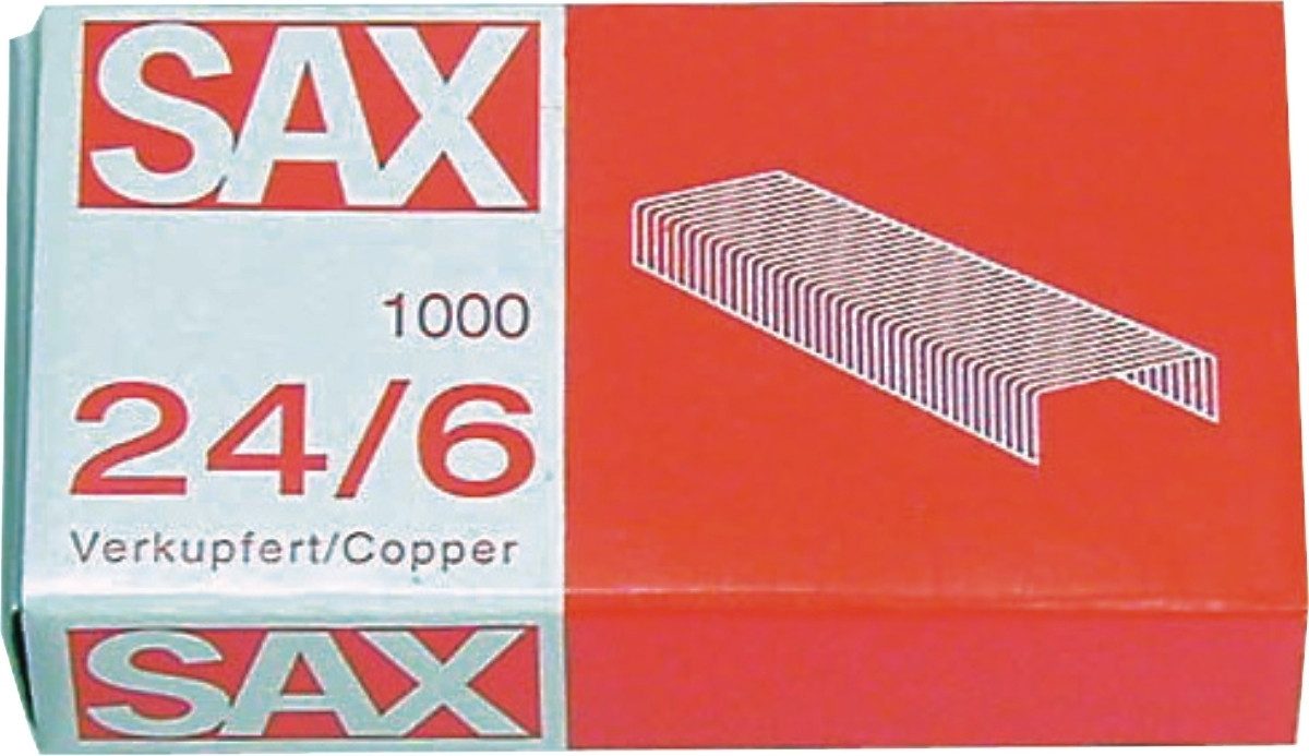 SAX Heftklammer Heftklammern 24/6 verkupfert VE=1000 Stück.