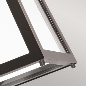 etc-shop Außen-Wandleuchte, Wandlampe Außenleuchte Wandleuchte Aluminium Glas Bronze H 35,7 cm