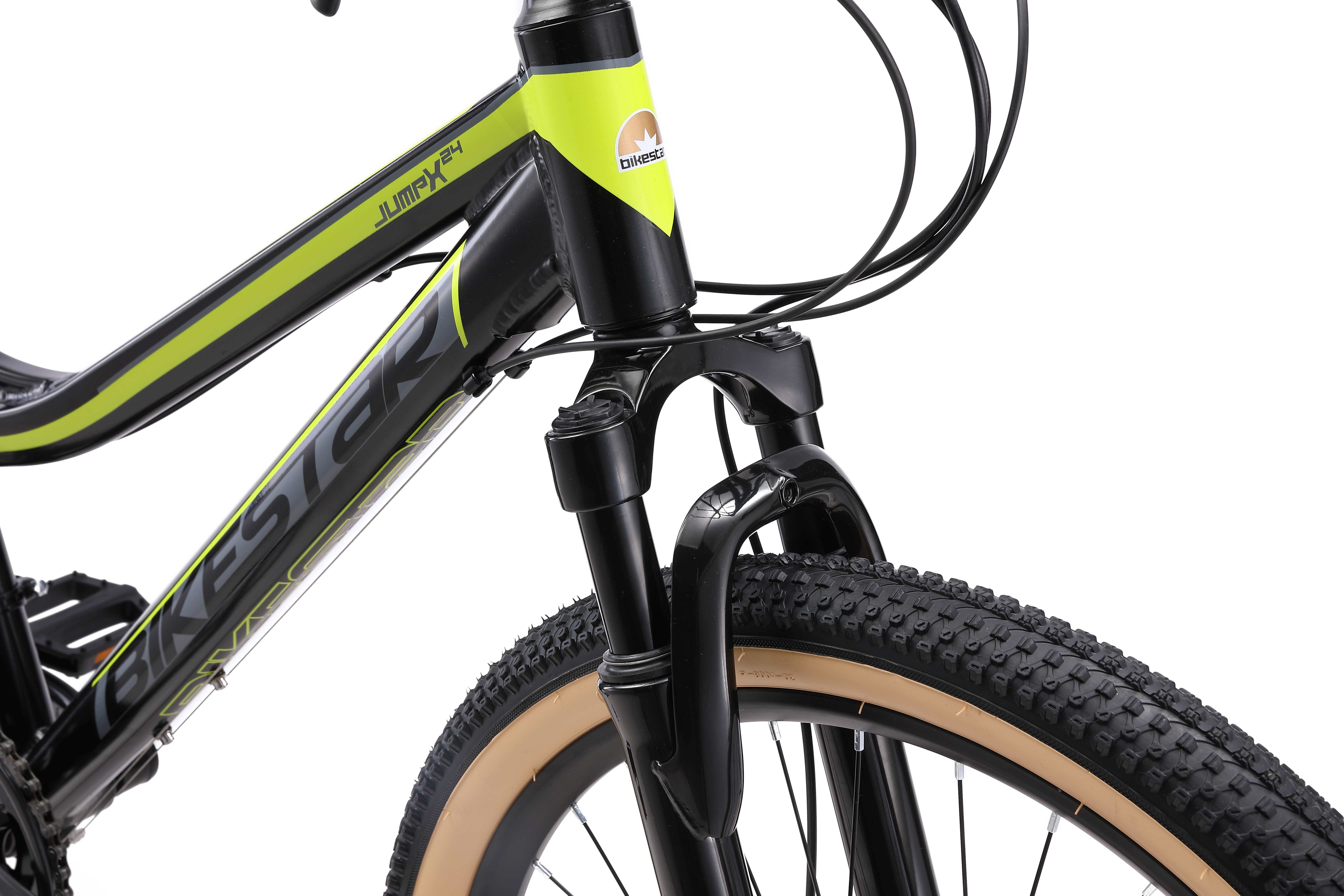 Bikestar Mountainbike 24 Zoll Aluminium Kinderfahrrad, 8 - 13 Jahre, Mädchen, Jungen, 21 Gang Shimano Tourney RD-TY300 Schaltwerk, Kettenschaltung, Scheibenbremsen, Rahmen 33 cm, Hardtail