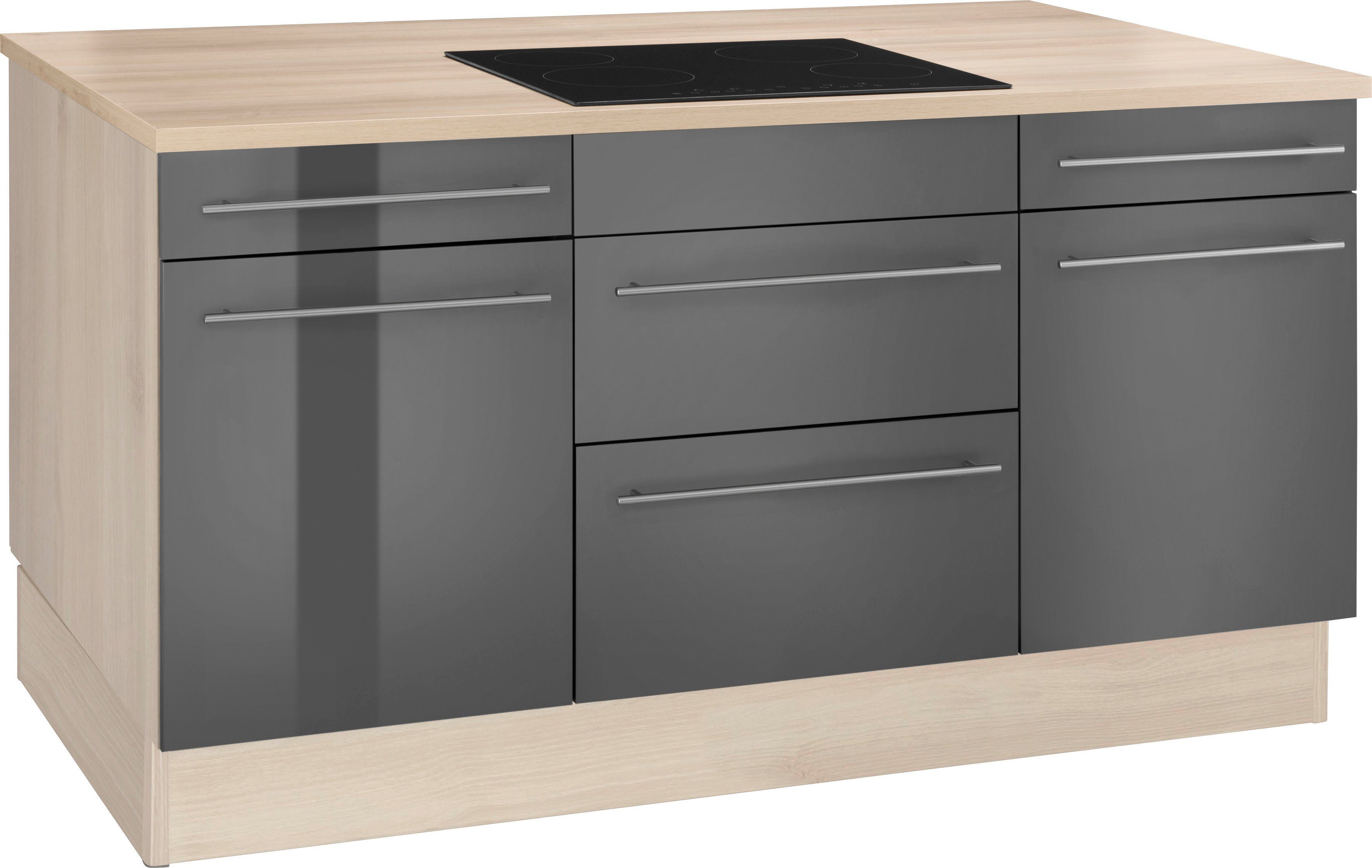 OPTIFIT Kücheninsel Bern, Stellbreite 160x95 cm mit höhenverstellbaren Füßen, mit Metallgriffen