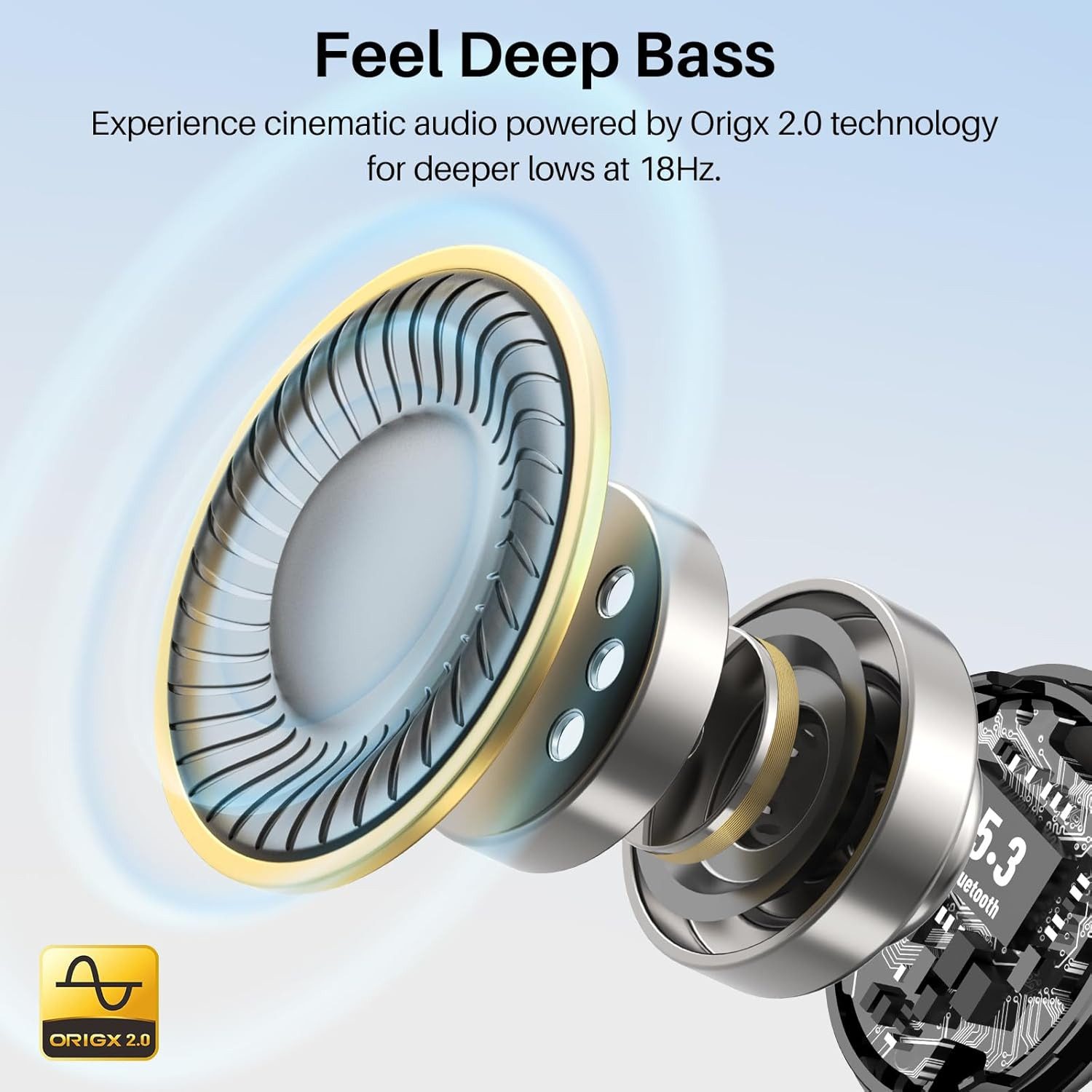 TOZO Bluetooth 5.3 Headset mit 50h Akku & IPX8 Schutz In-Ear-Kopfhörer (Mit moderner Bluetooth 5.3 Technologie genießen Sie stabile Verbindungen, schnelle Kopplung und unterbrechungsfreies Audio bei jeder Nutzung., True Wireless Audio mit Ladecase, Bass Sound & Touch Steuerung)