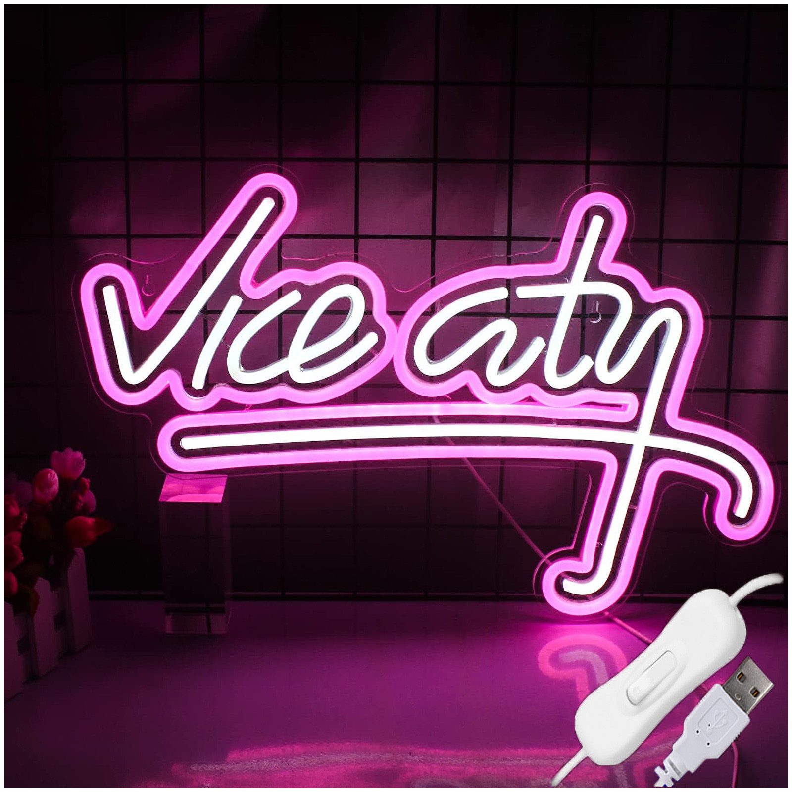 JIBENNEON LED Lichtleiste Neonsign Lampe VIP Lounge Vice City LED Dekolicht günstig online kaufen