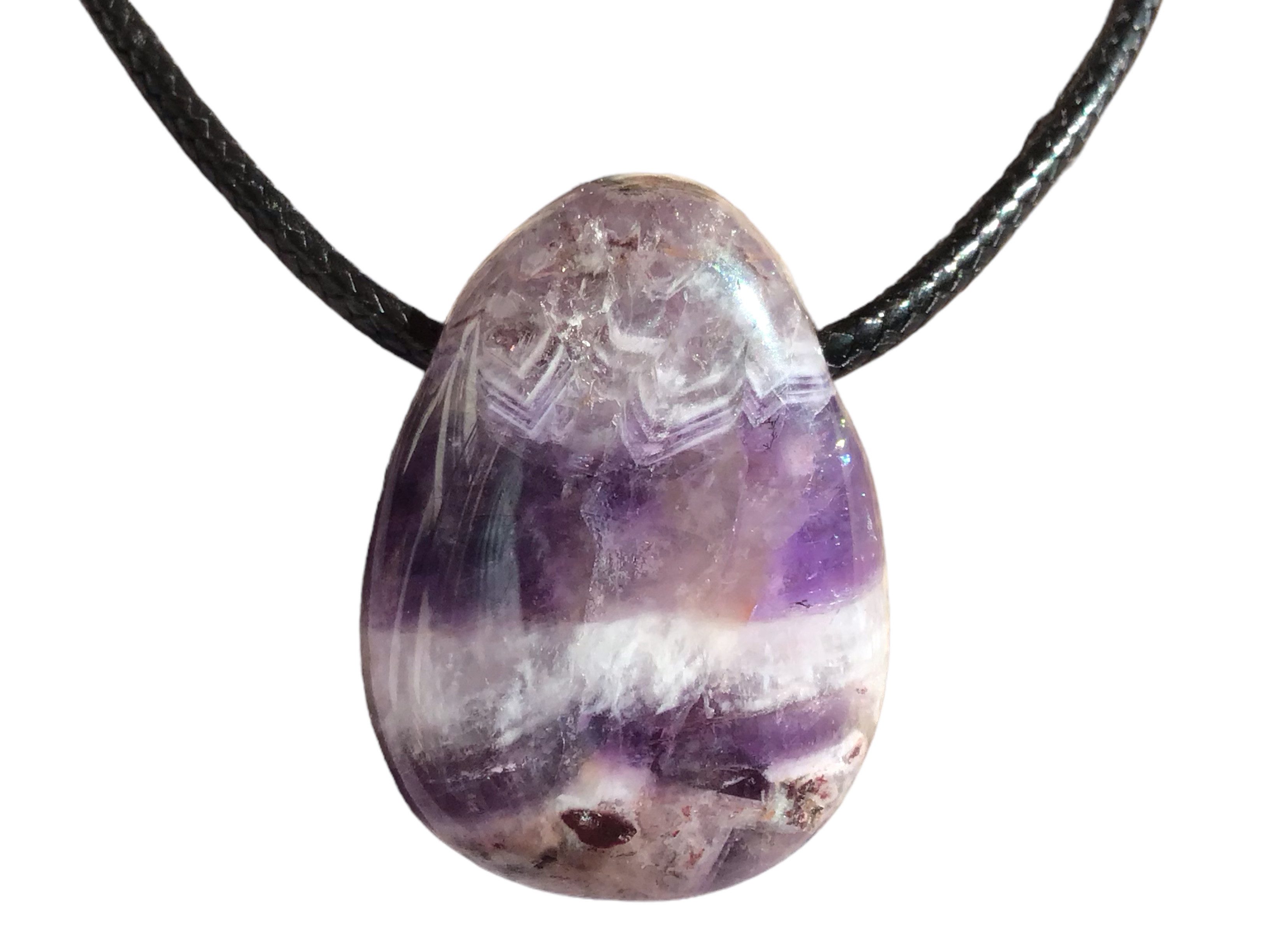 Steinfixx® Amulett Set Edelstein Anhänger aus echtem Chevron Amethyst, Tropfenanhänger (Blickfang, 1-tlg., Handarbeit, Brasilien), incl. 80 cm Wildlederband, Geschenkverpackung