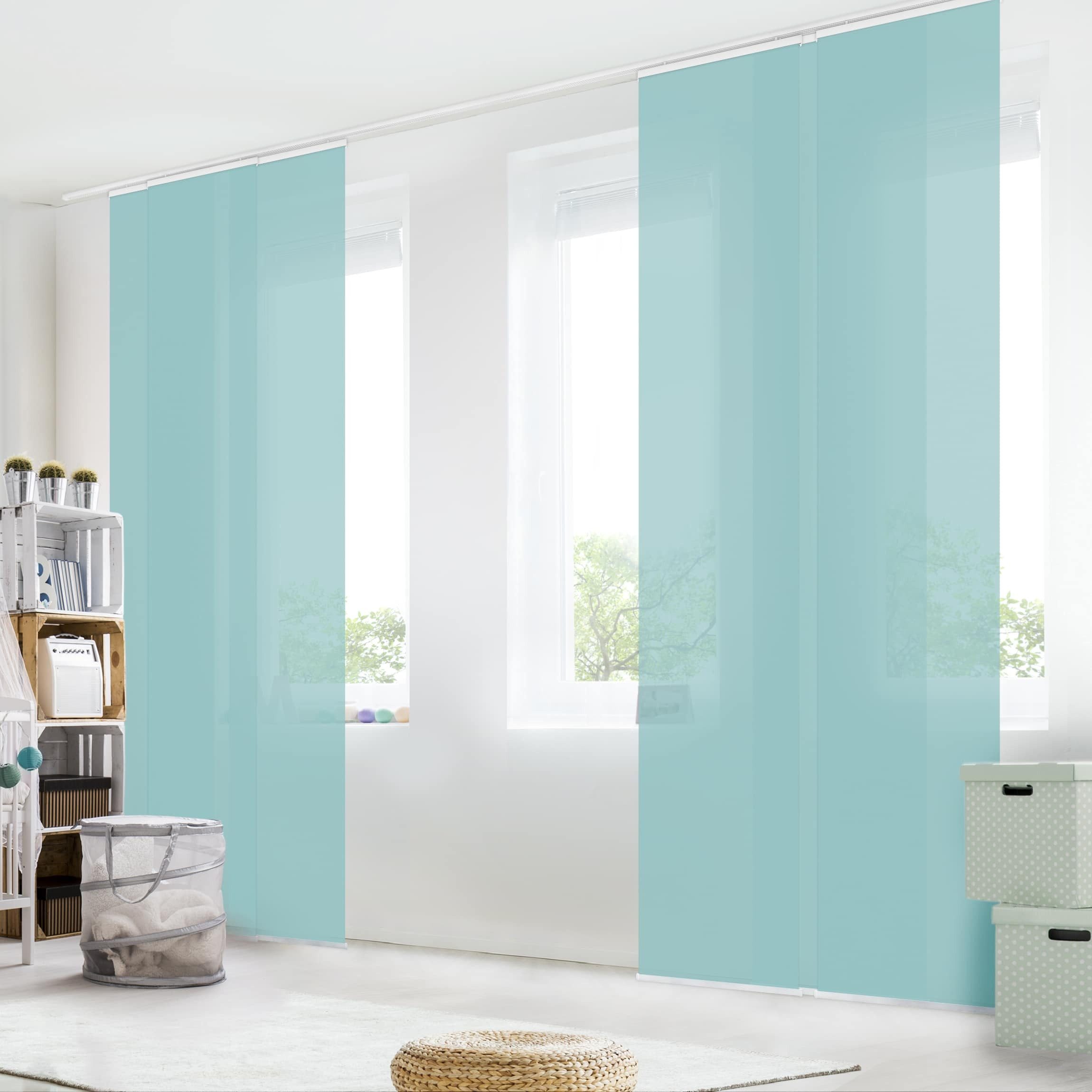 Bilderdepot24 Schiebegardine modern Flächenvorhang blickdicht Pastelltürkis günstig online kaufen