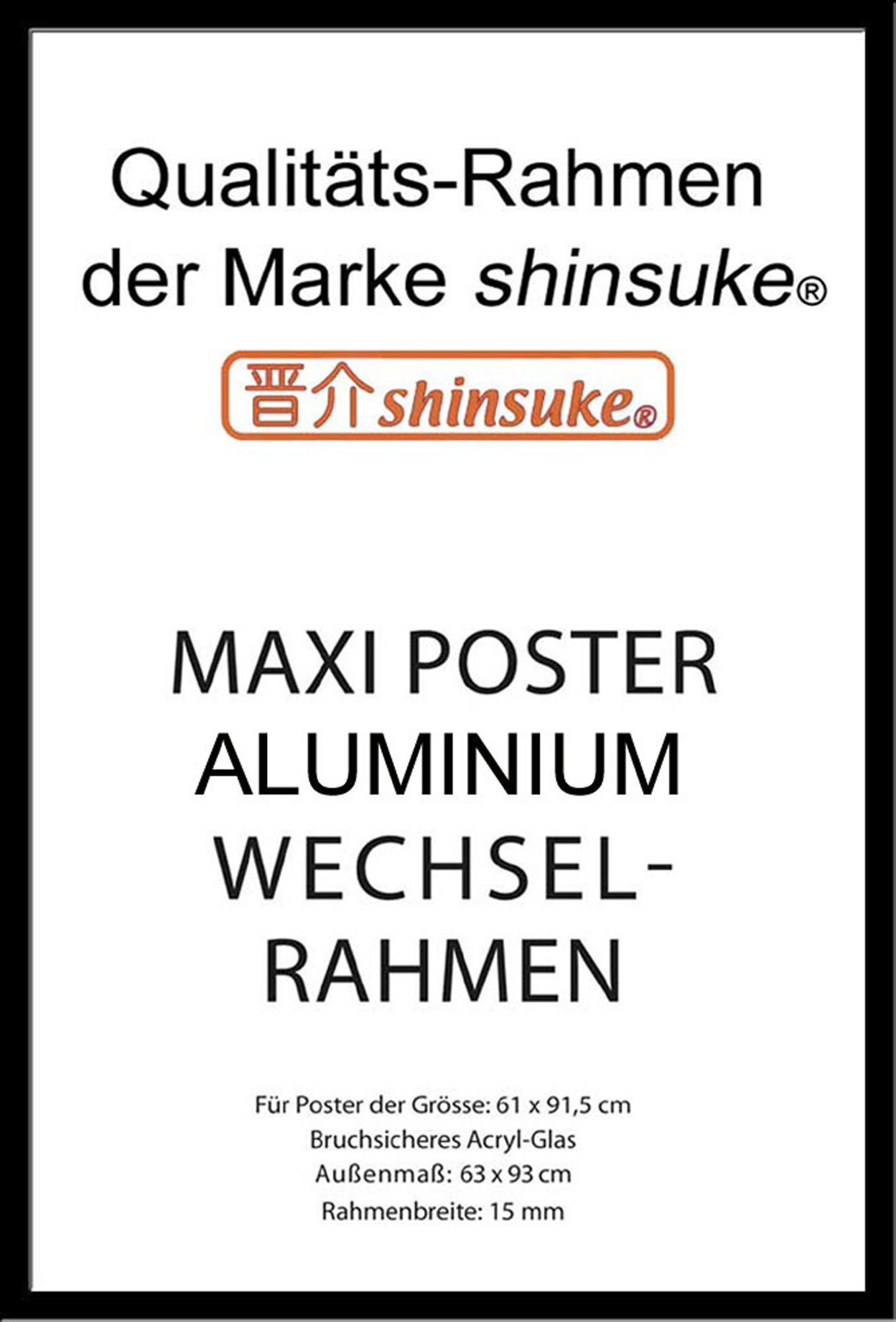 empireposter Bilderrahmen ALU Rahmen für Poster der Grösse 61x91,5 cm Schwarz | Einzelrahmen