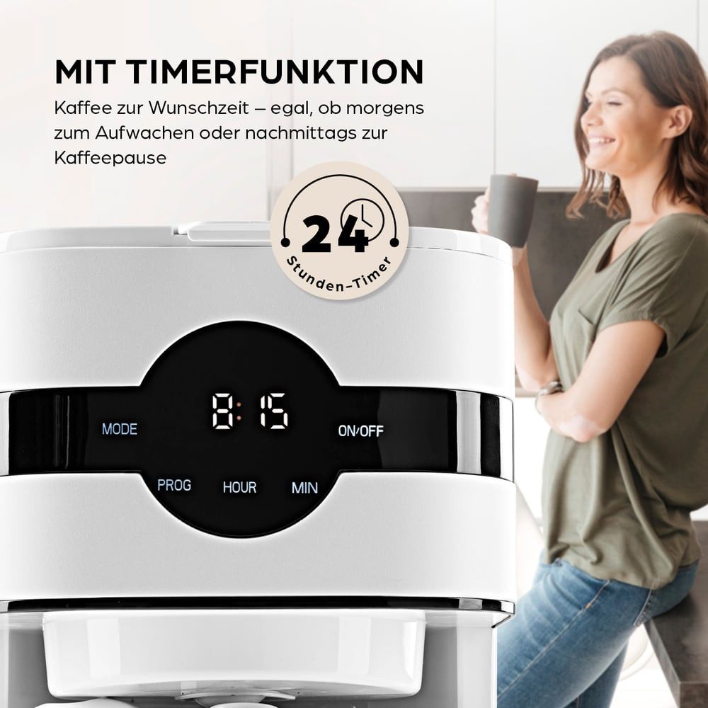 Barista Filterkaffeemaschine mit Thermokanne LED-Display 900W Edelstahl, 24h Timer & Permanentfilter, Für 8 Tassen Kaffee