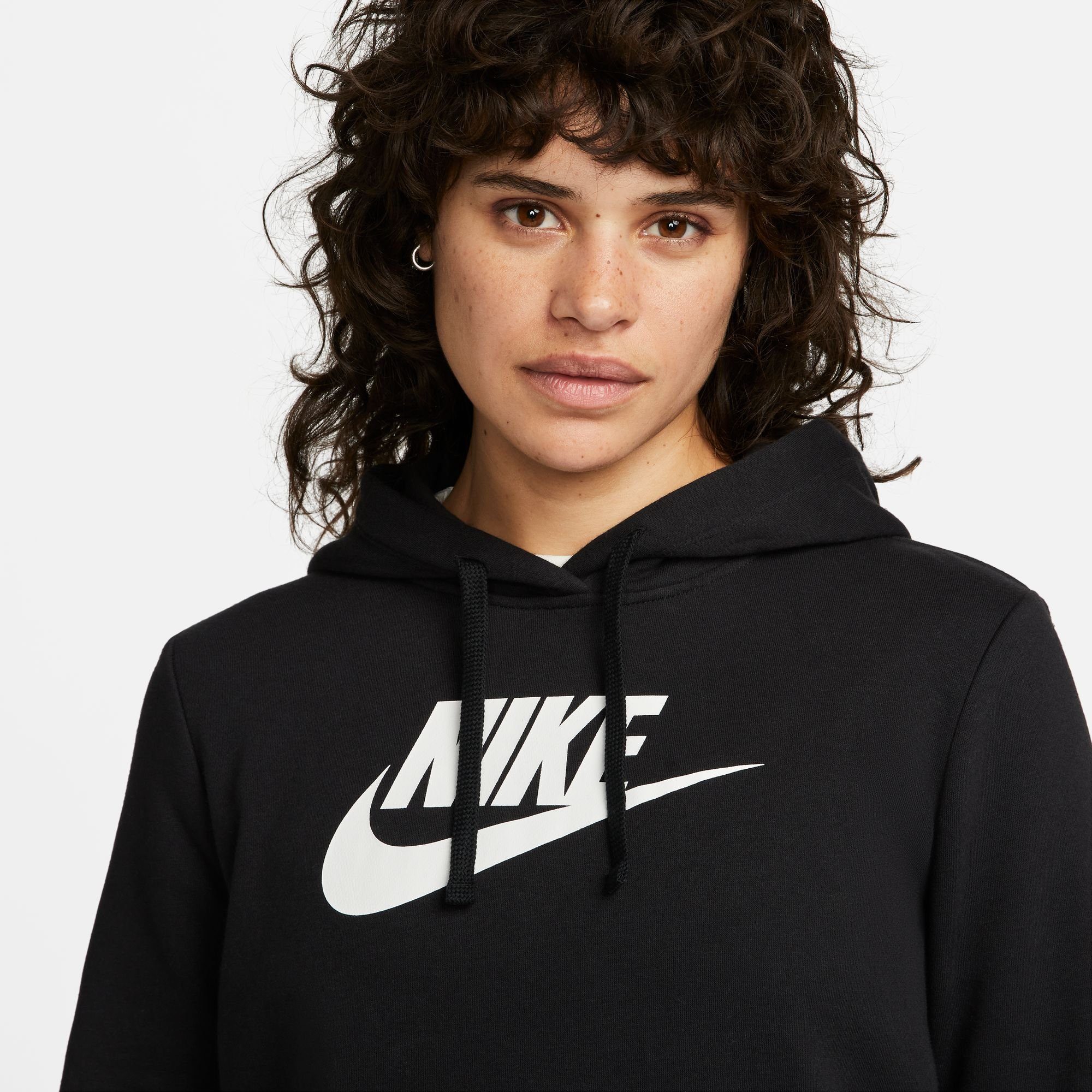 Logo BLACK/WHITE Women's Pullover Nike Sportswear Club Fleece Hoodie Kapuzensweatshirt