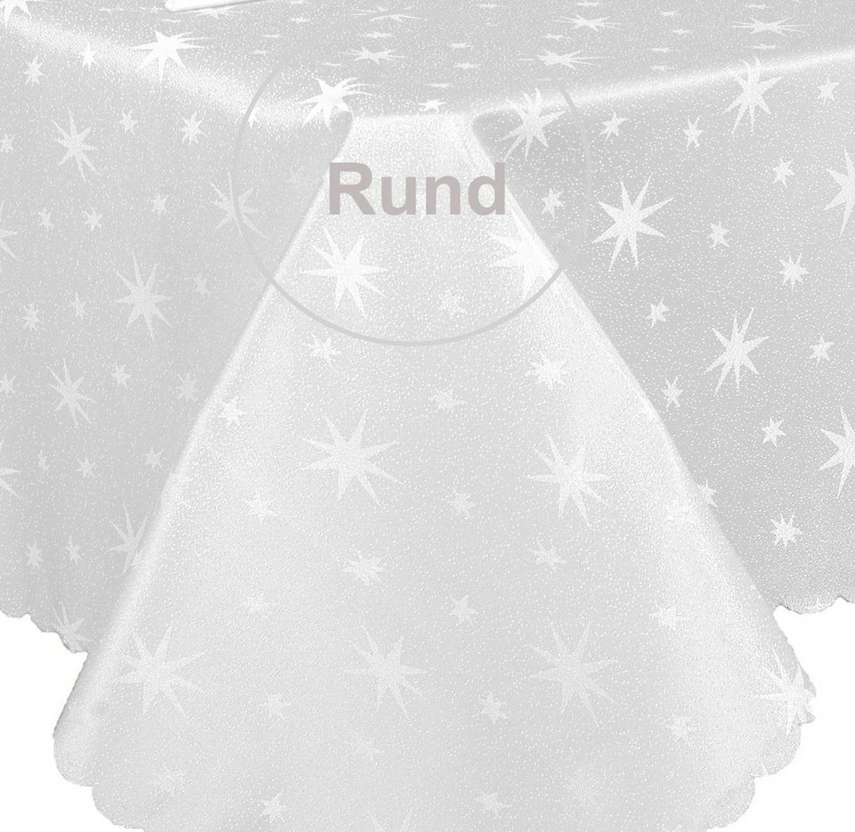 Brilliant Tischdecke LUREX STERNE Tischdecke RUND Glitzer Weihnachten  bügelfrei, Jacquardgewebe