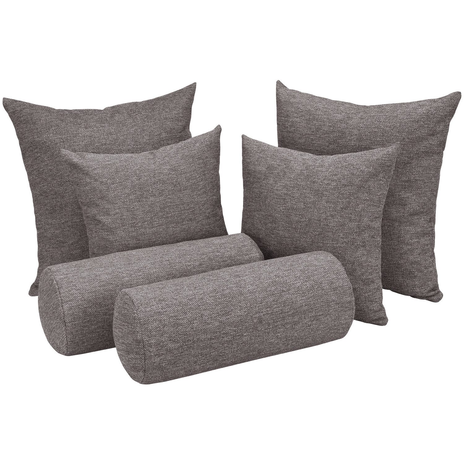 Selfitex Sofakissen 6-tlg. Kissen Set, 2x großes Kissen/2x kleines Kissen/2x Nackenrolle, (6er Set, 2x 60x80 cm, 2x 50x50 cm, 2x 19x65 cm), für Sofa, Couch, Bett oder als Polster jeglicher Art