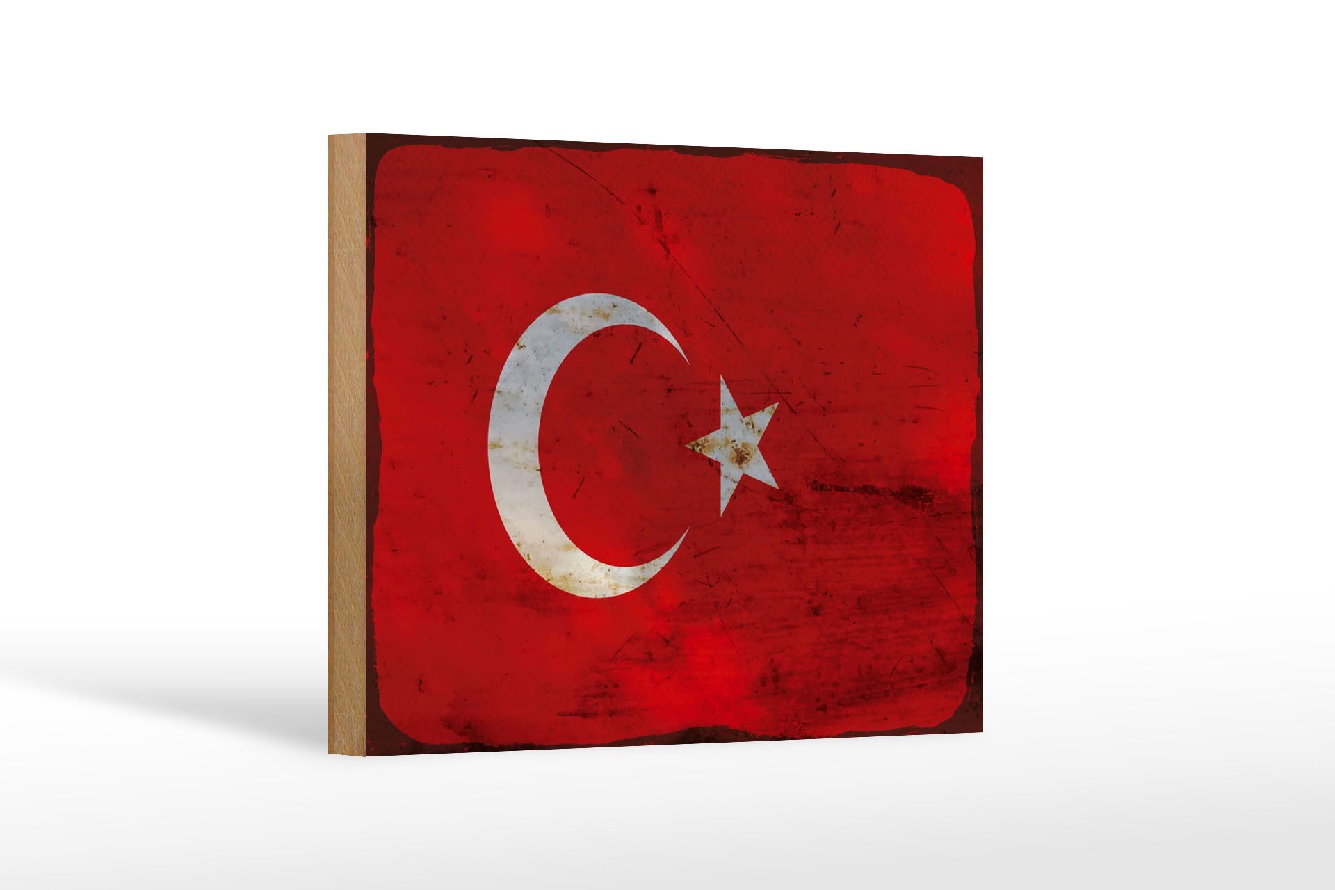 Femer GmbH Holzbild Flagge Türkei 18x12 cm Flag of Turkey Rost, Flaggen (1 St), Glatte Holzfaserplatte (MDF), vorn beschichtet