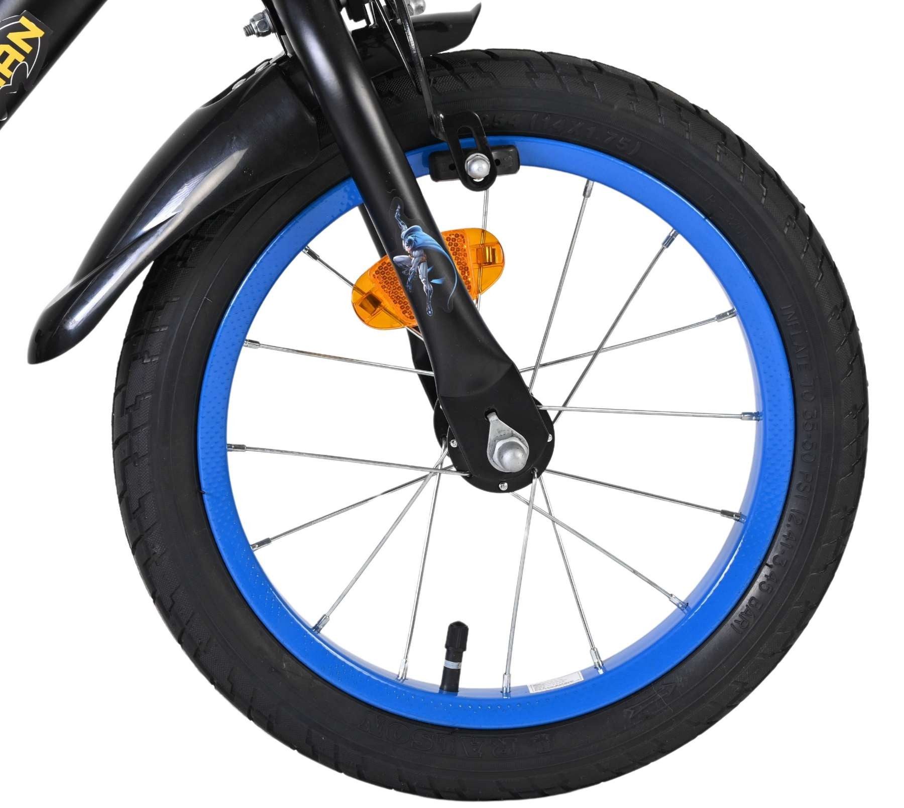 Volare Kinderfahrrad Batman Kinderfahrrad - Jungen - 14 Zoll - Schwarz - Zwei Handbremsen, Offiziell lizenziertes Batman-Produkt, geschlossener Kettenschutz
