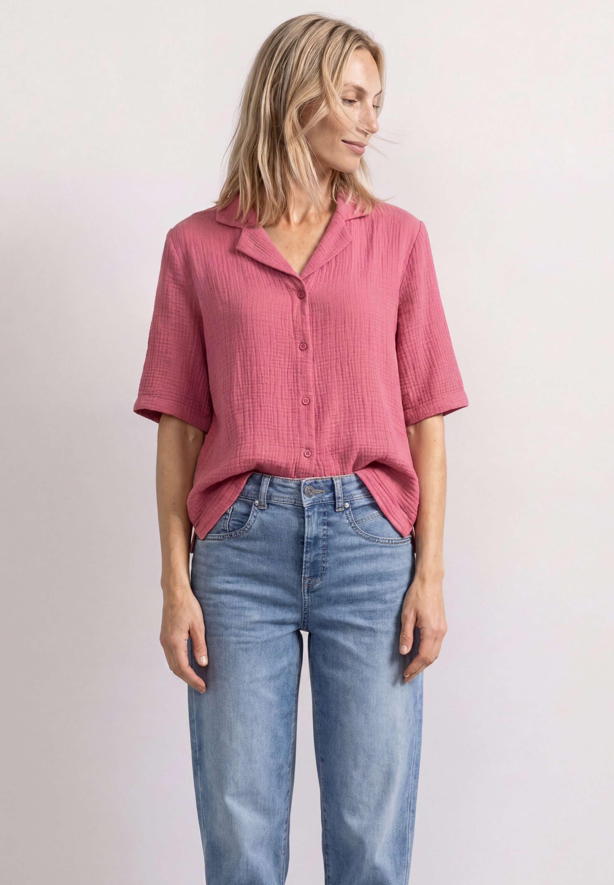 STREET ONE Hemdbluse Sommerbluse, hochwertiger Musselin aus Baumwolle