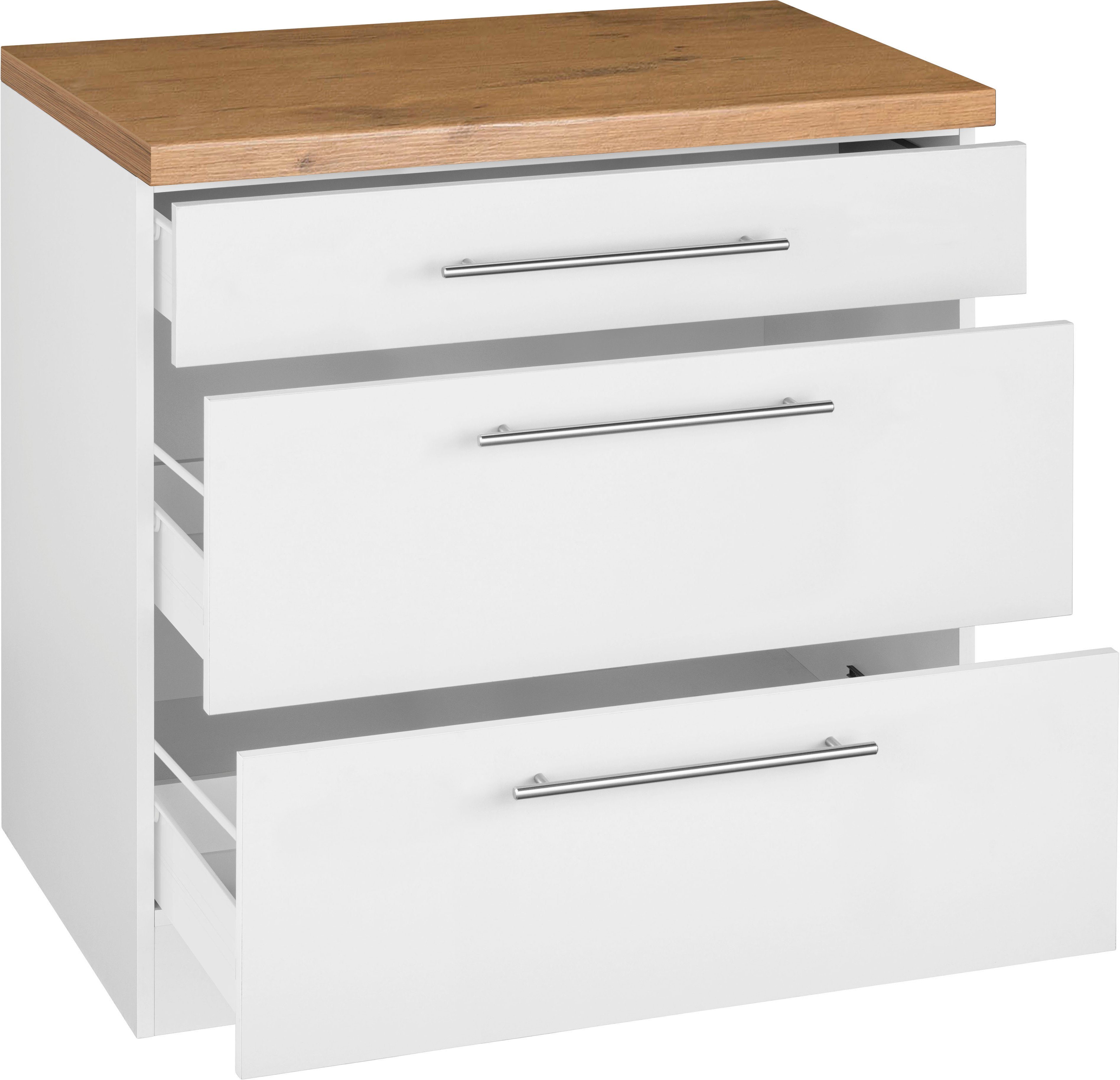 wiho Küchen Unterschrank Unna 90 cm breit, mit 2 großen Auszügen